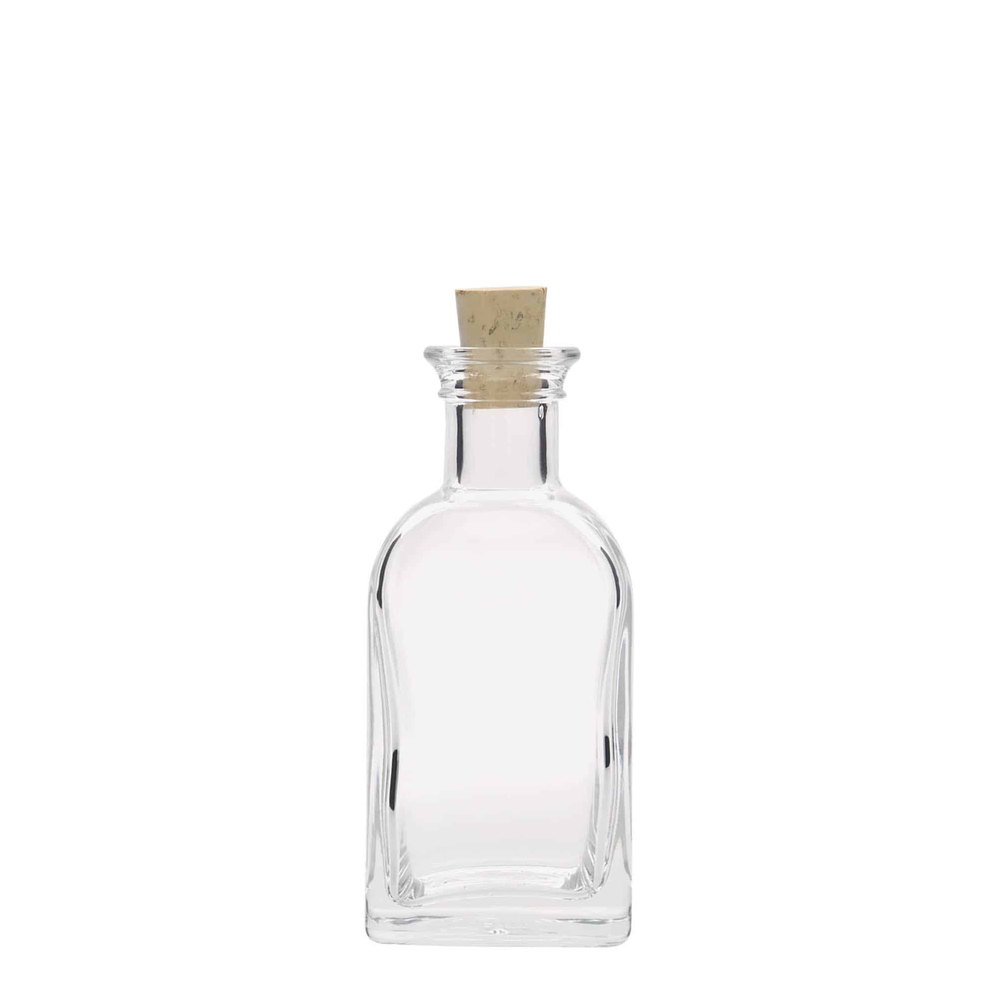 Glazen fles Apotheker carré, 100 ml, vierkant, monding: kurk