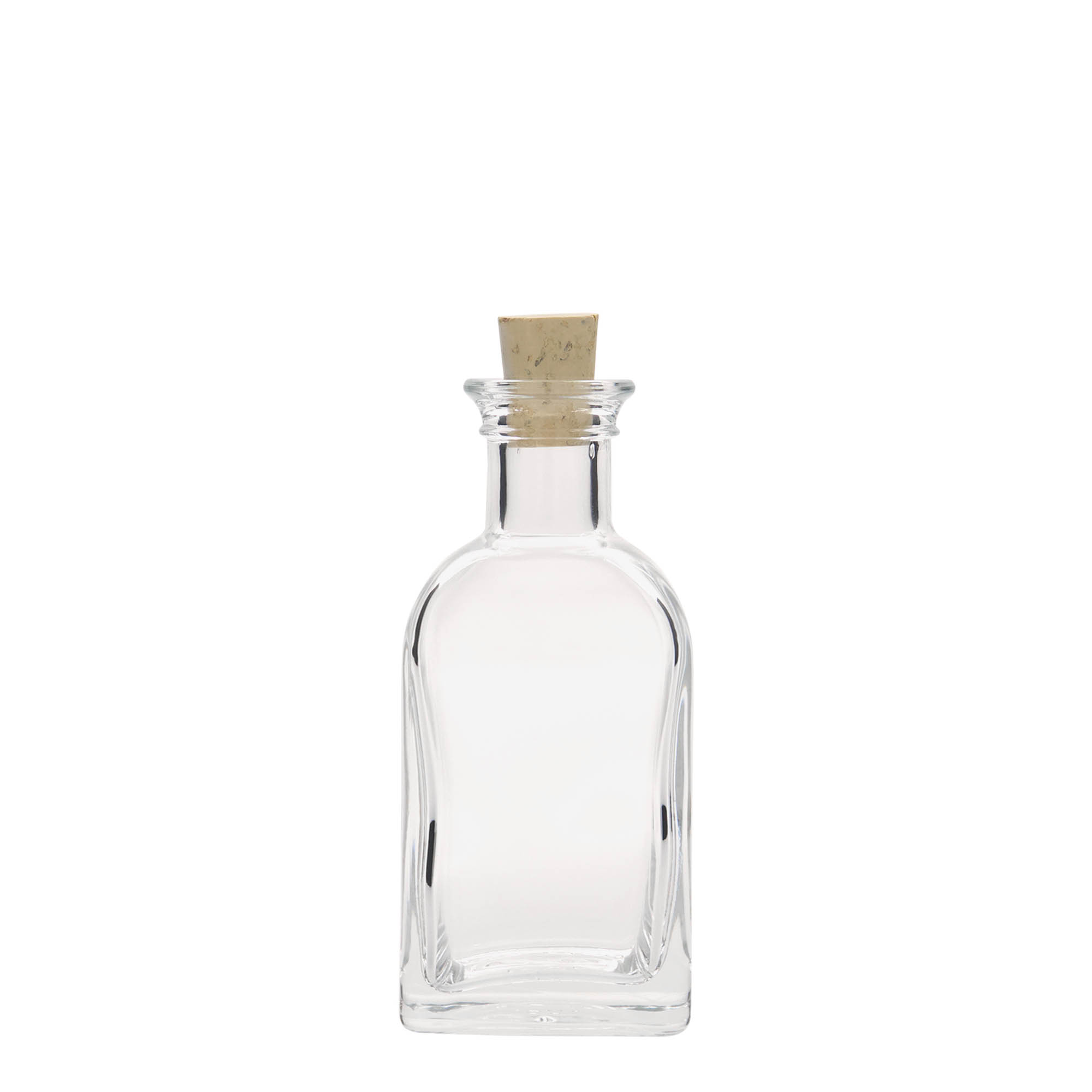 100 ml glazen fles Apotheker Carré, vierkant, opening: kurk 100 ml glazen fles Apotheker Carré, vierkant, opening: kurk
