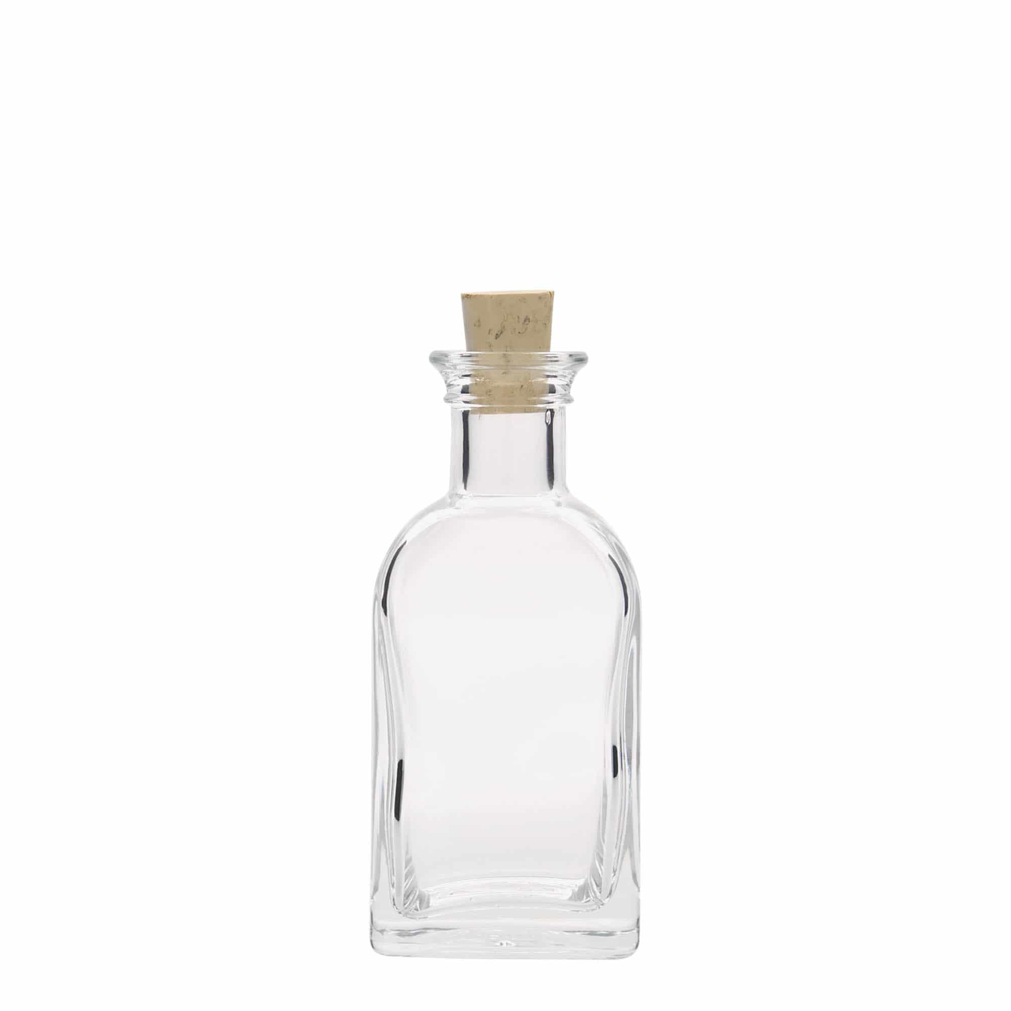 100 ml glazen fles Apotheker Carré, vierkant, opening: kurk