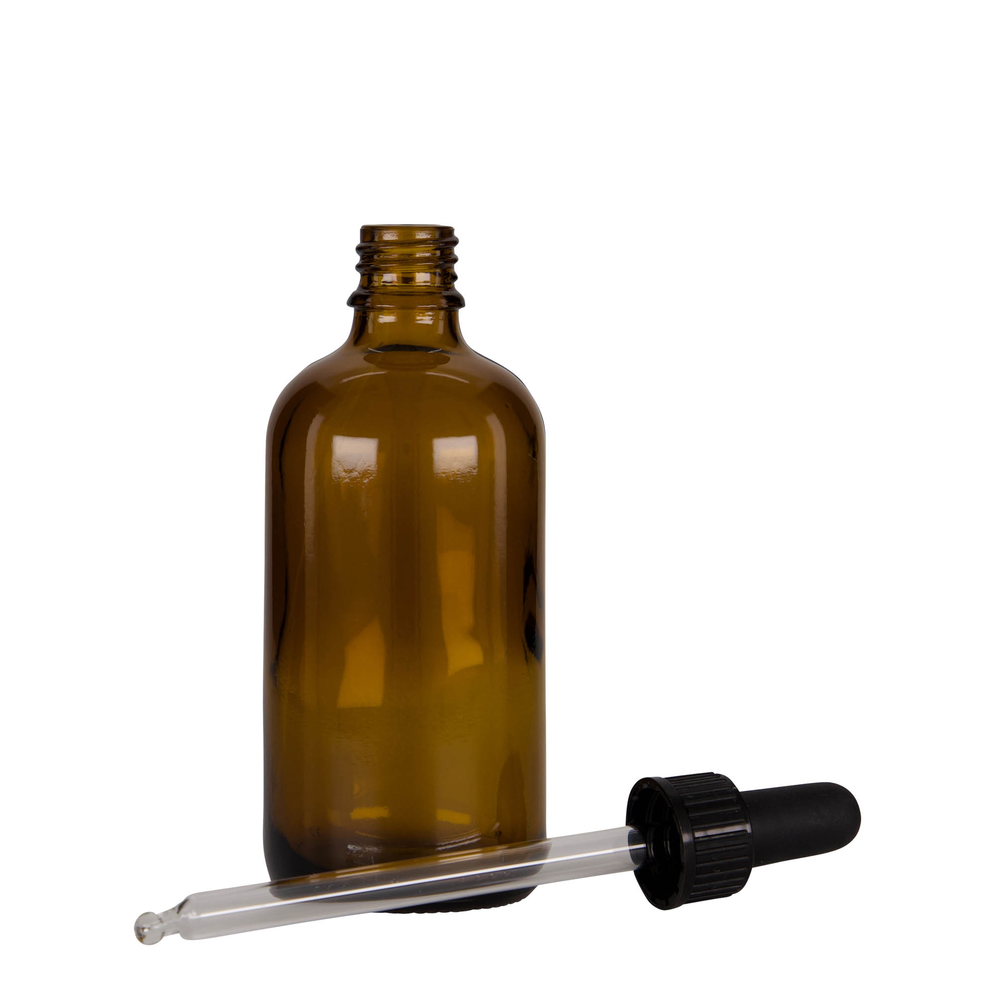 100 ml pipetflesje medicijn, glas, bruin-zwart, monding: DIN 18