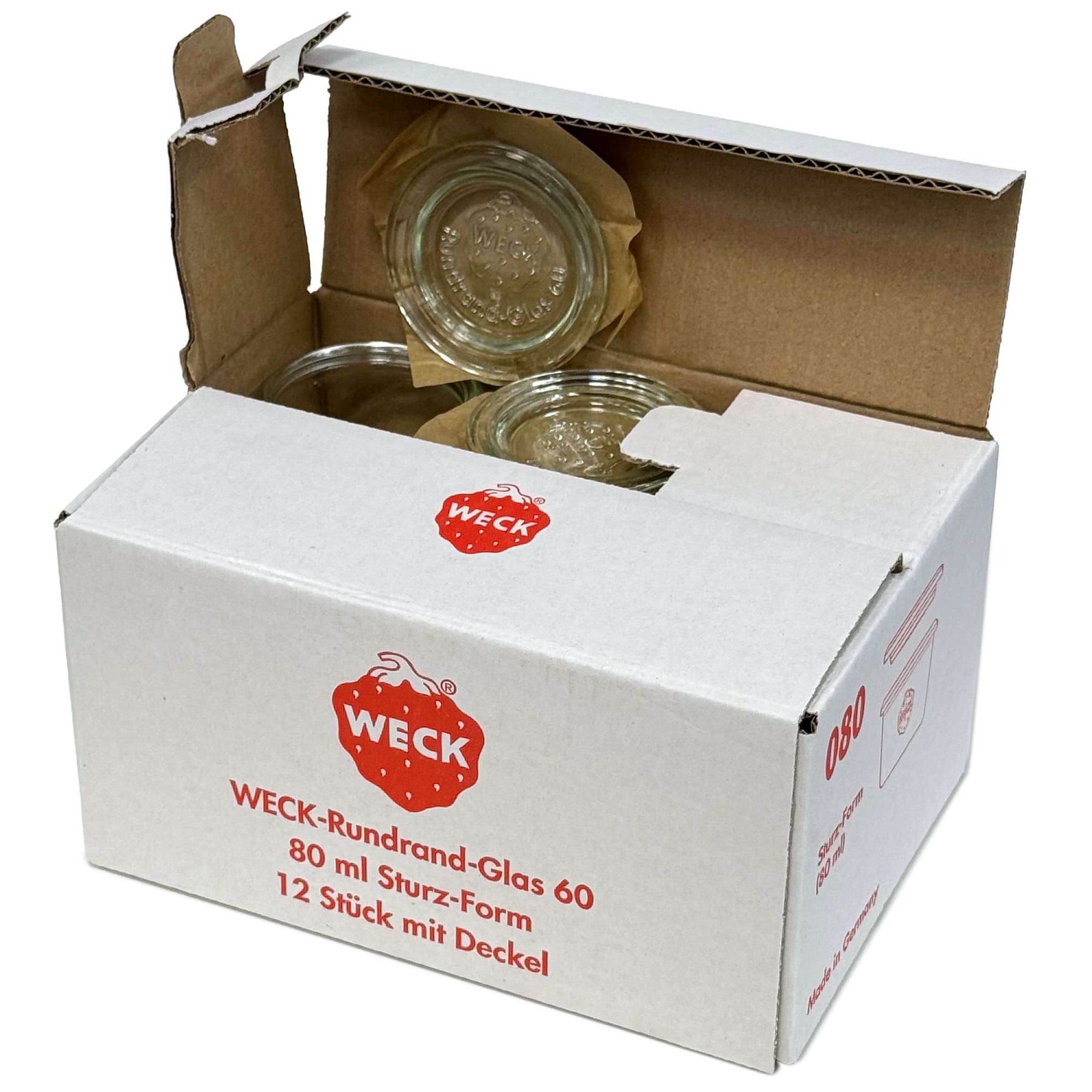 12x 80 ml WECK-stortglas met glazen deksel RR 60