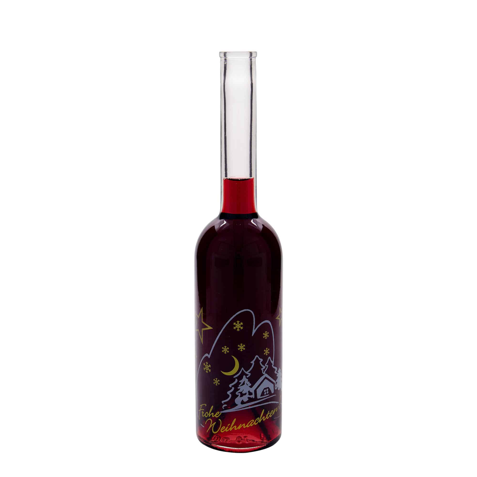 Glazen fles 'Opera', 500 ml, motief: Kerstidylle, monding: kurk