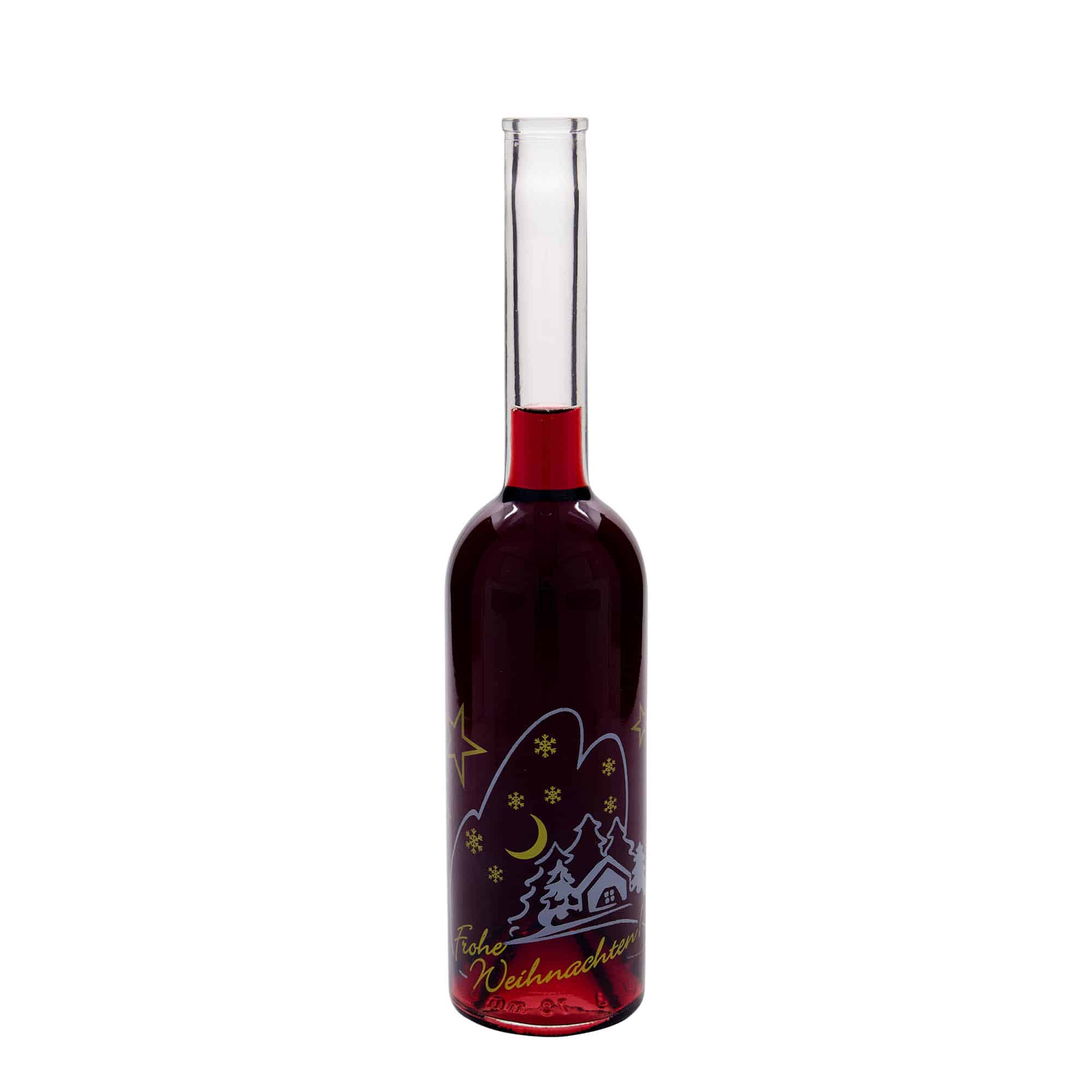 500 ml glazen fles 'Opera', motief: kerstidylle, opening: kurk