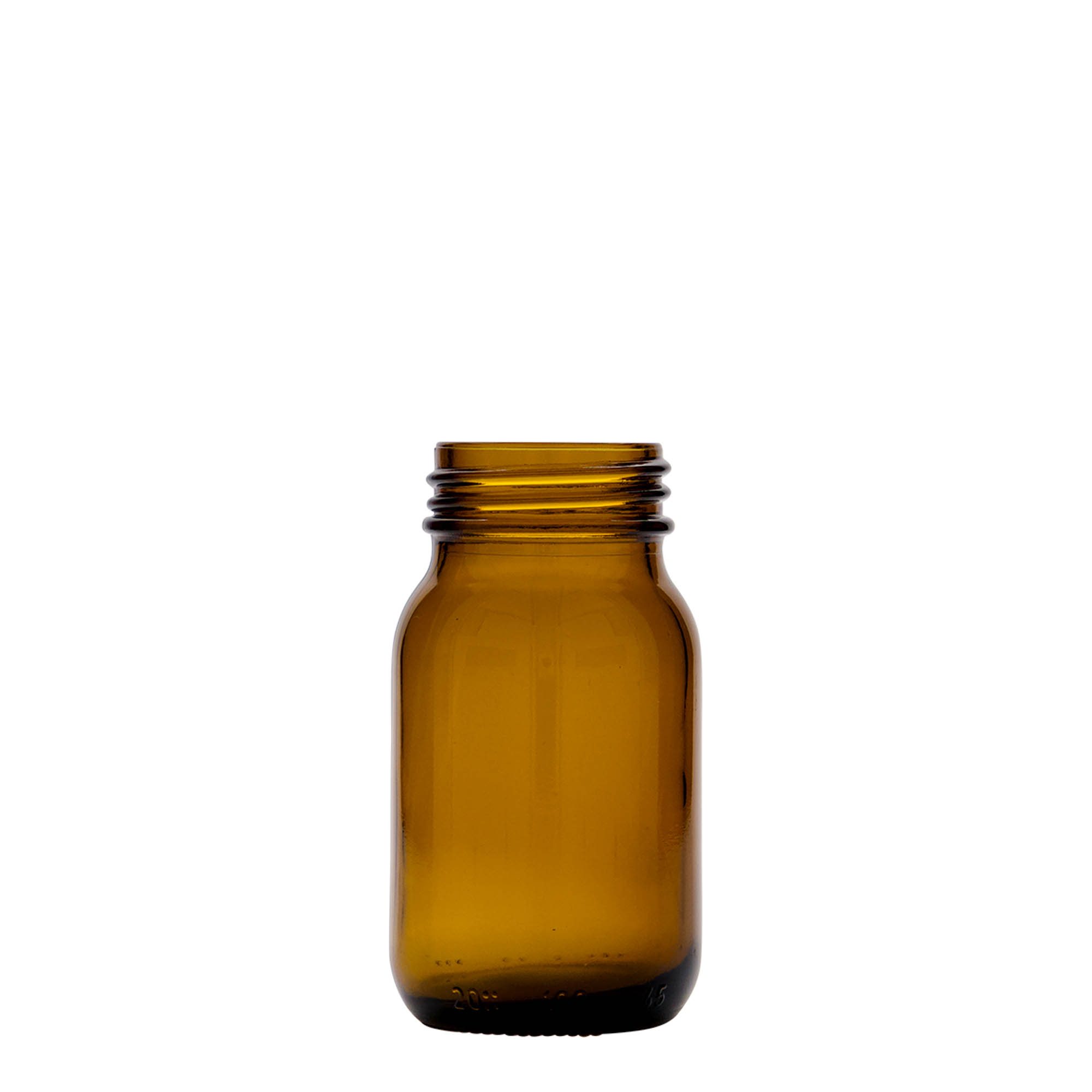 100 ml brede hals glas, bruin, opening: DIN 40