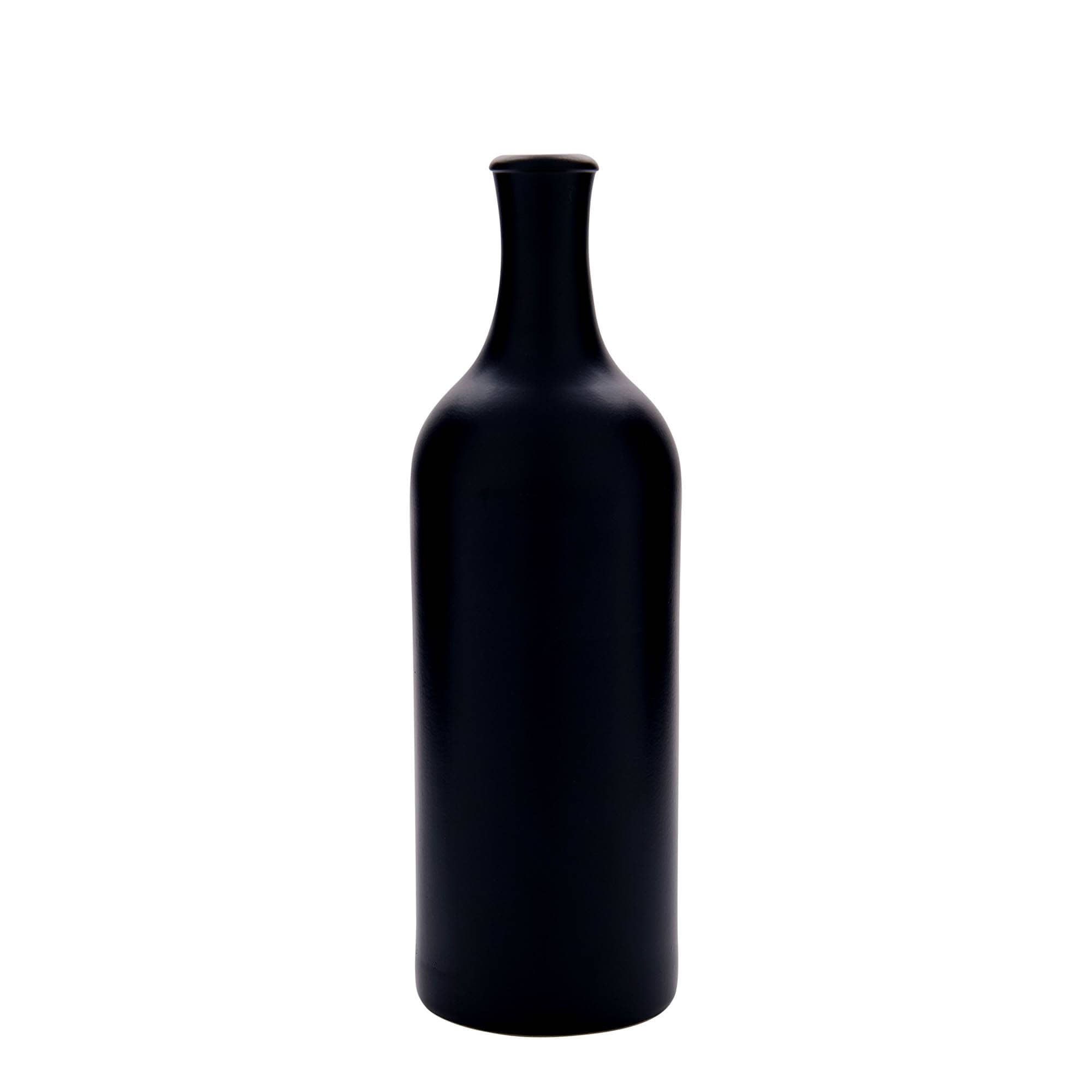 750 ml Langhals-Tonkrug, steengoed, zwart, monding: kurk