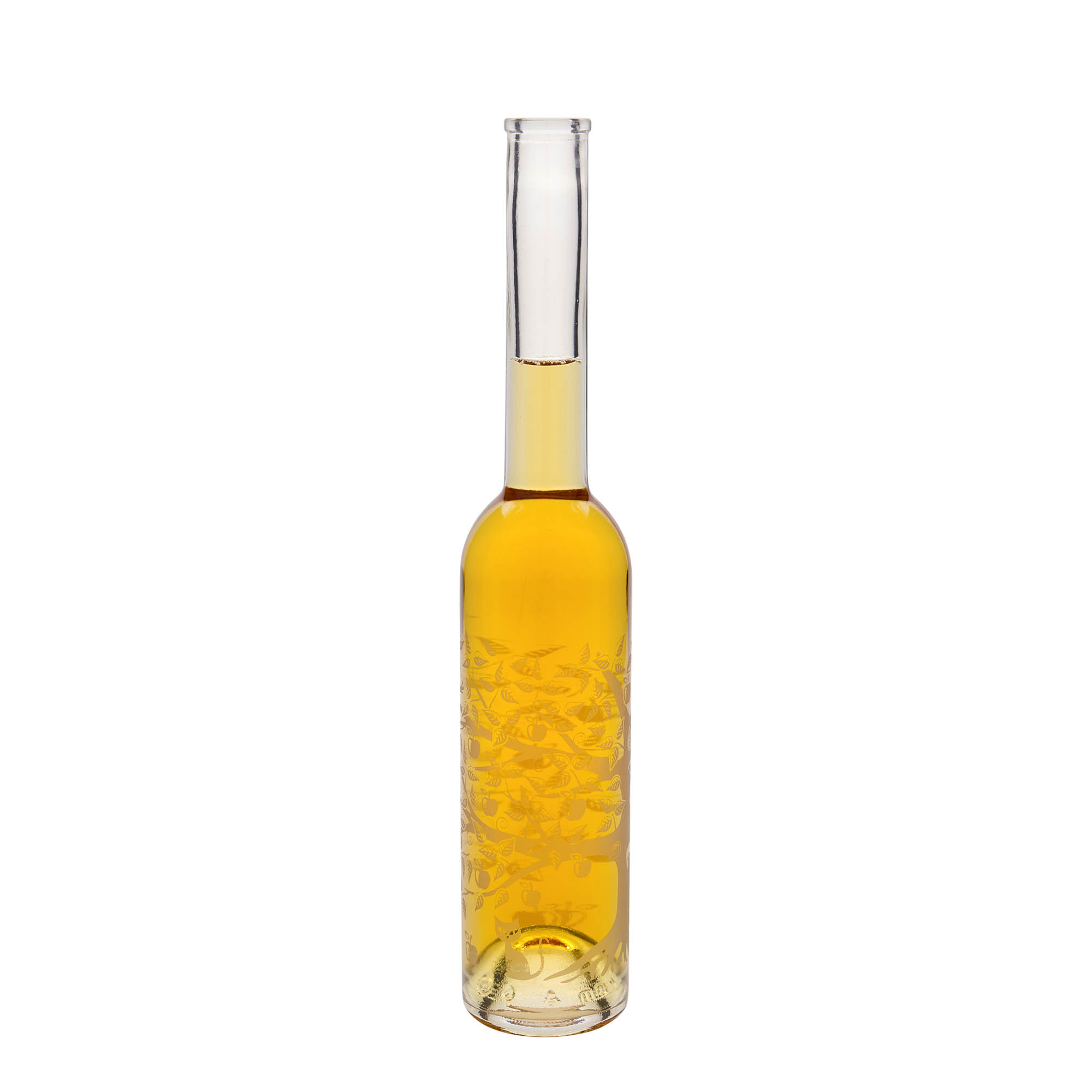 350 ml glazen fles 'Opera', motief: appelboom, opening: kurk 350 ml glazen fles 'Opera', motief: appelboom, opening: kurk