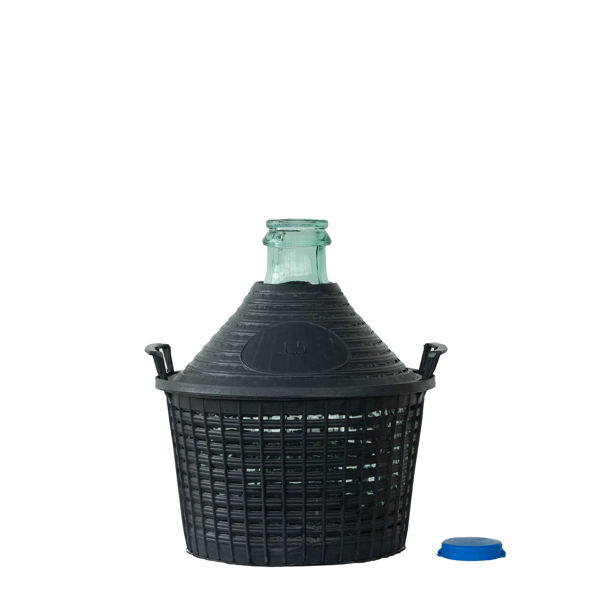 5 l ballonfles met smalle hals, glas, opening: opzetdeksel 5 l ballonfles met smalle hals, glas, opening: opzetdeksel