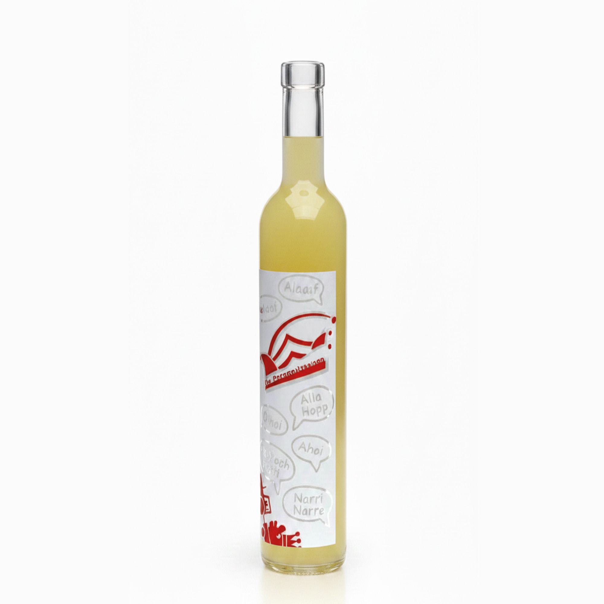 500 ml glazen fles Maximo bedrukt 'Carnaval', opening: kurk 500 ml glazen fles Maximo bedrukt 'Carnaval', opening: kurk
