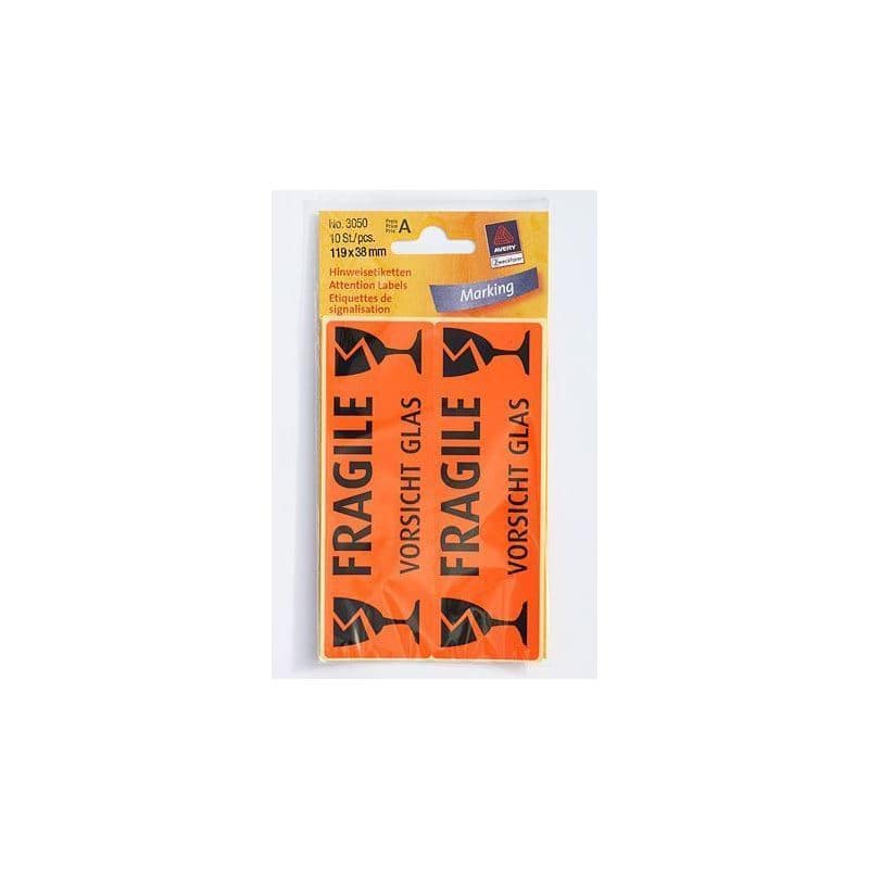 Zweckform Sticker 'Pas op Glas', papier, zwart-oranje