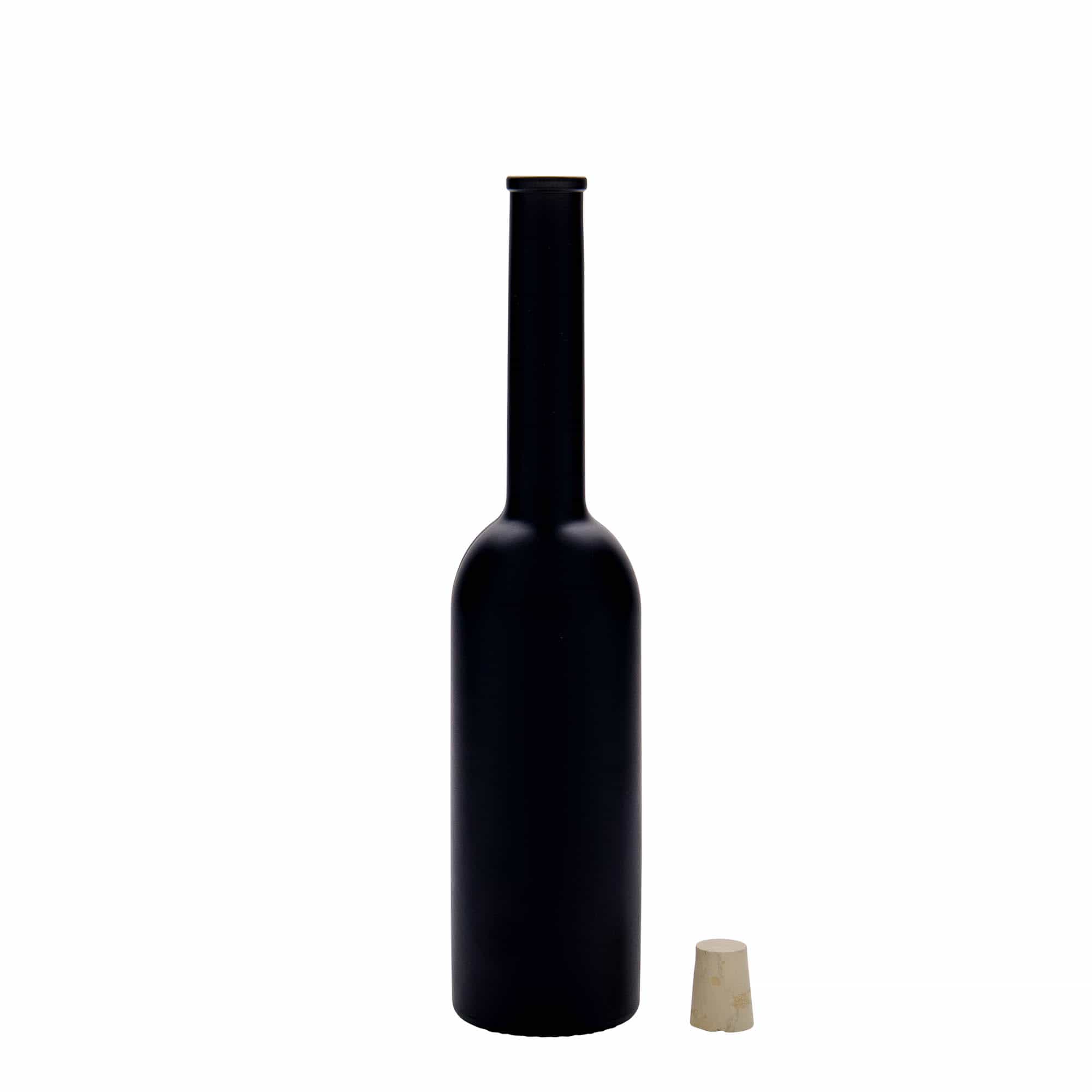 200 ml glazen fles 'Opera', zwart, opening: kurk