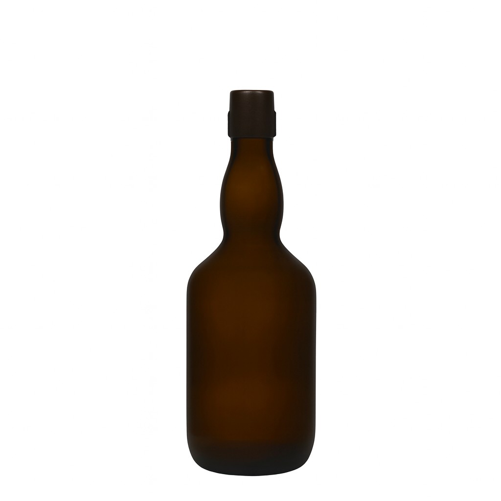 500 ml bierfles met halsverdikking, glas, antiekgroen, opening: beugelsluiting