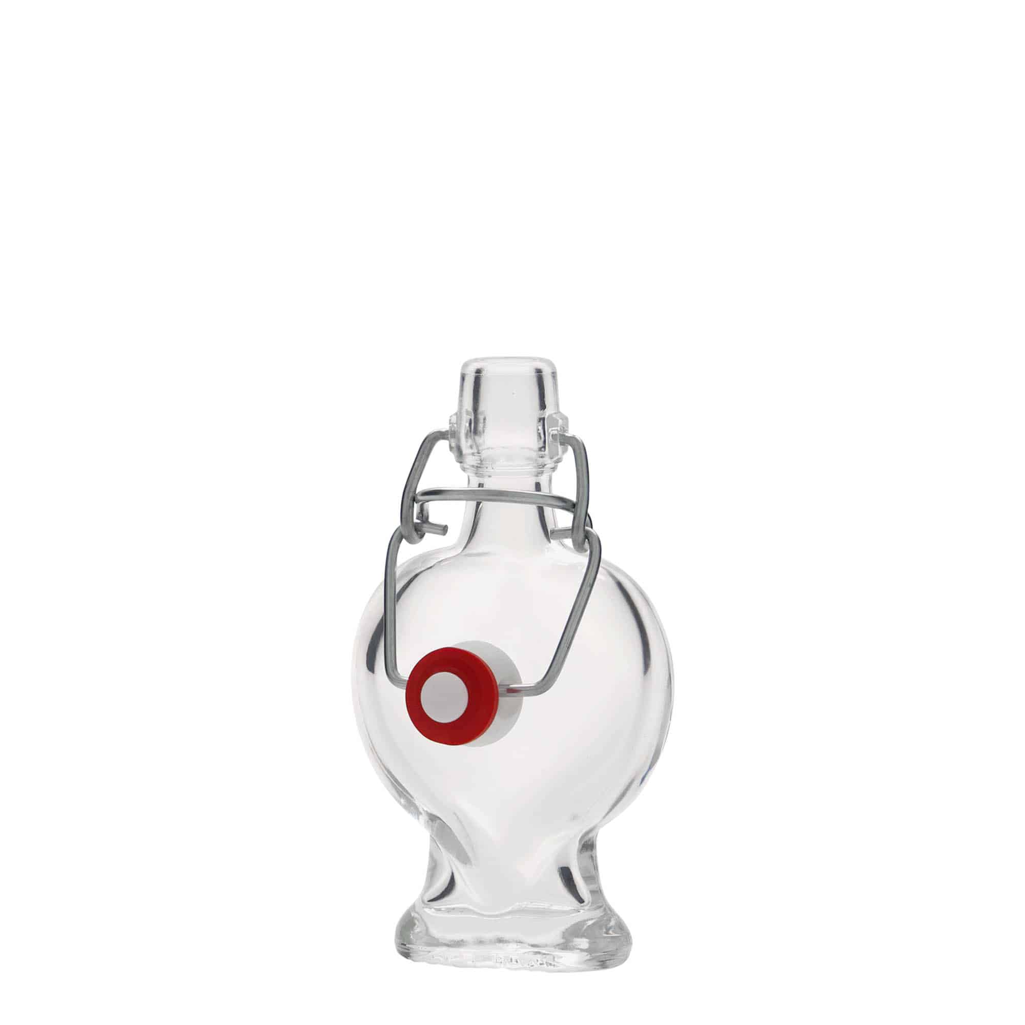 Glazen fles 'Hart', 40 ml,monding: beugelsluiting