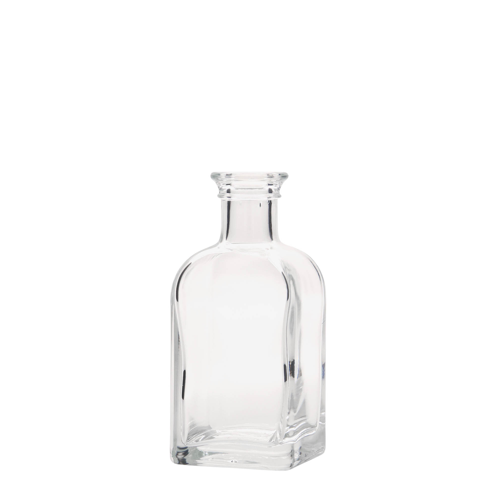 100 ml glazen fles Apotheker Carré, vierkant, opening: kurk