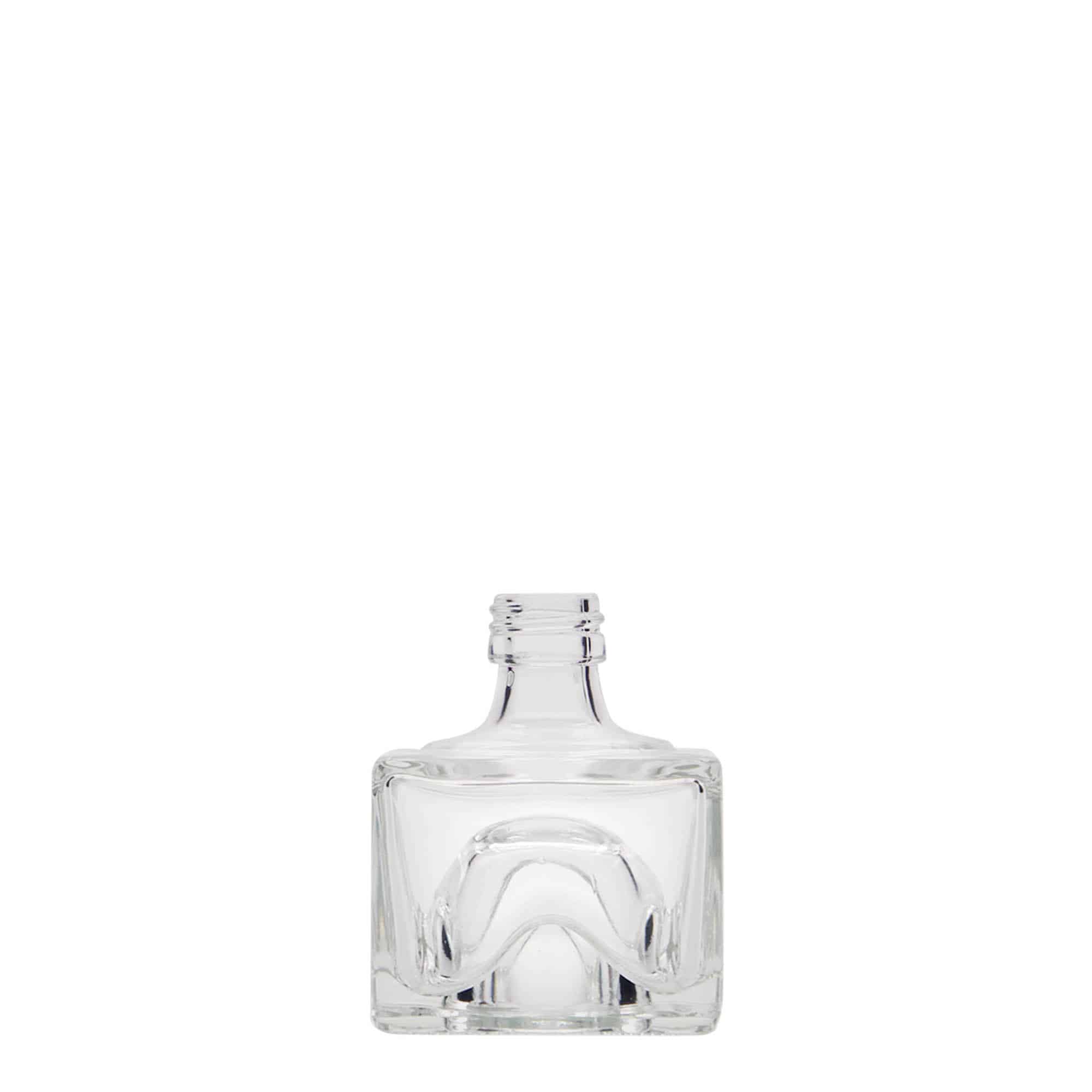 Glazen fles 'Cocolores', 40 ml, vierkant, monding: PP 18 Glazen fles 'Cocolores', 40 ml, vierkant, monding: PP 18