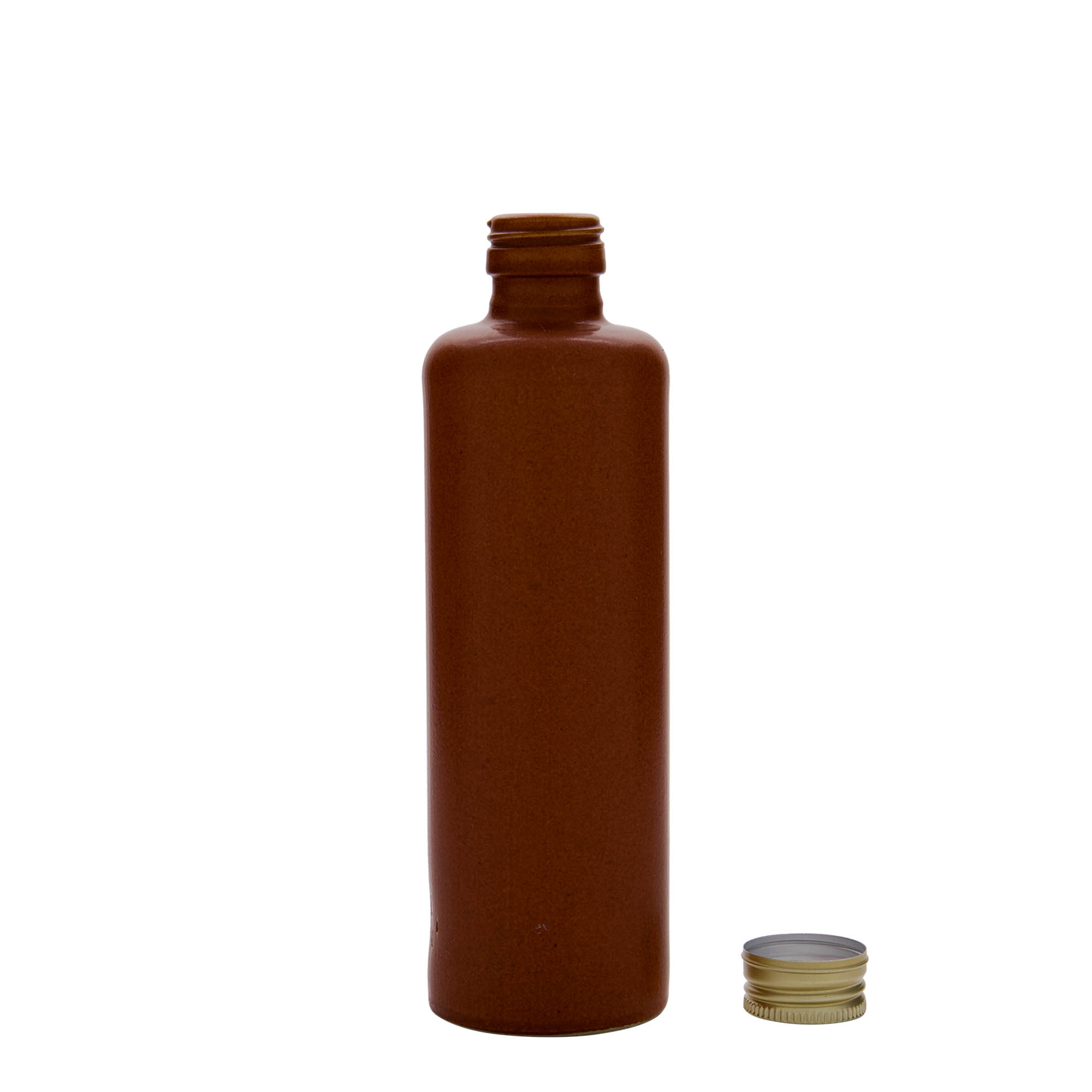 350 ml Tonbeker, steengoed, roodbruin, mondstuk: PP 31,5