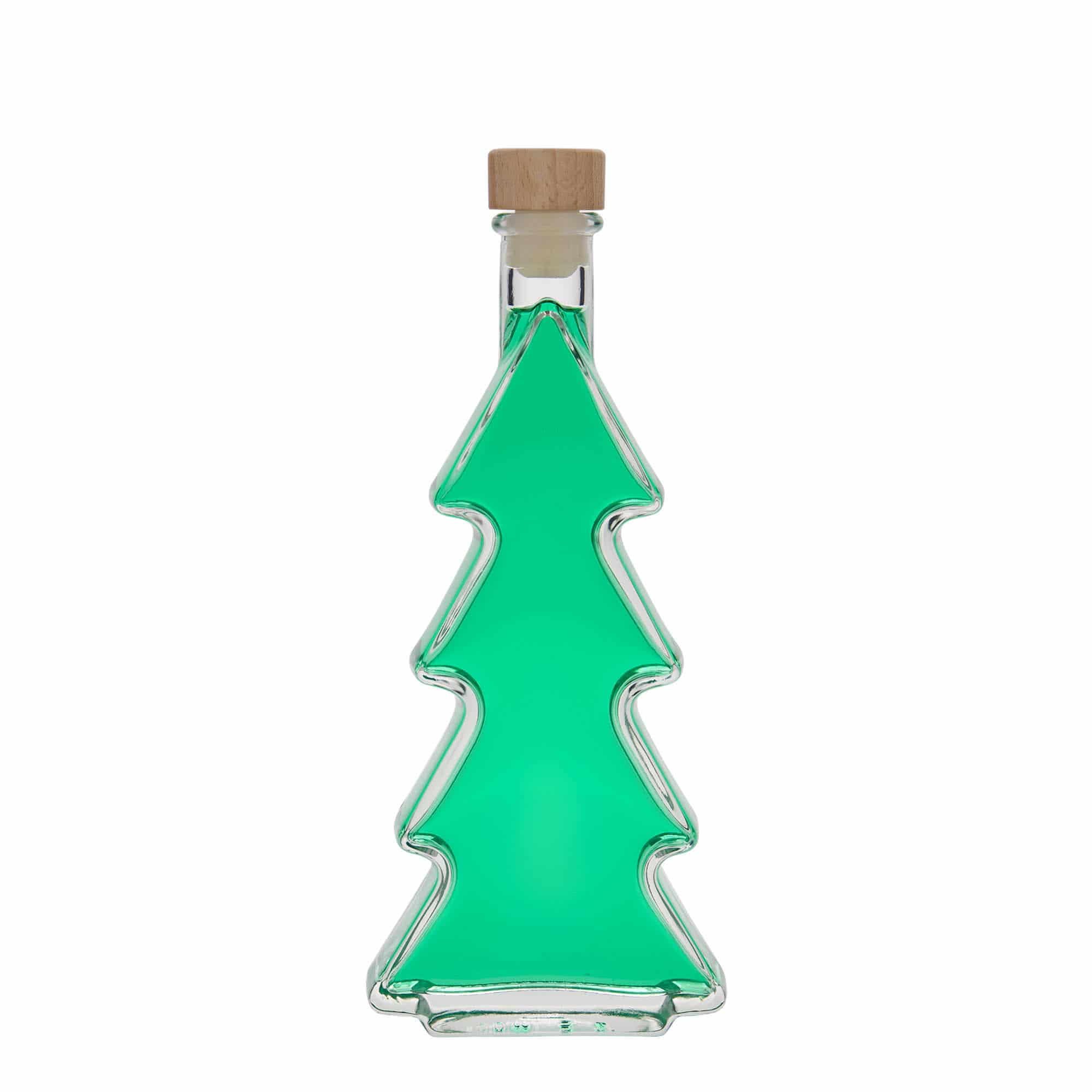 200 ml glazen fles 'Kerstboom', opening: kurk