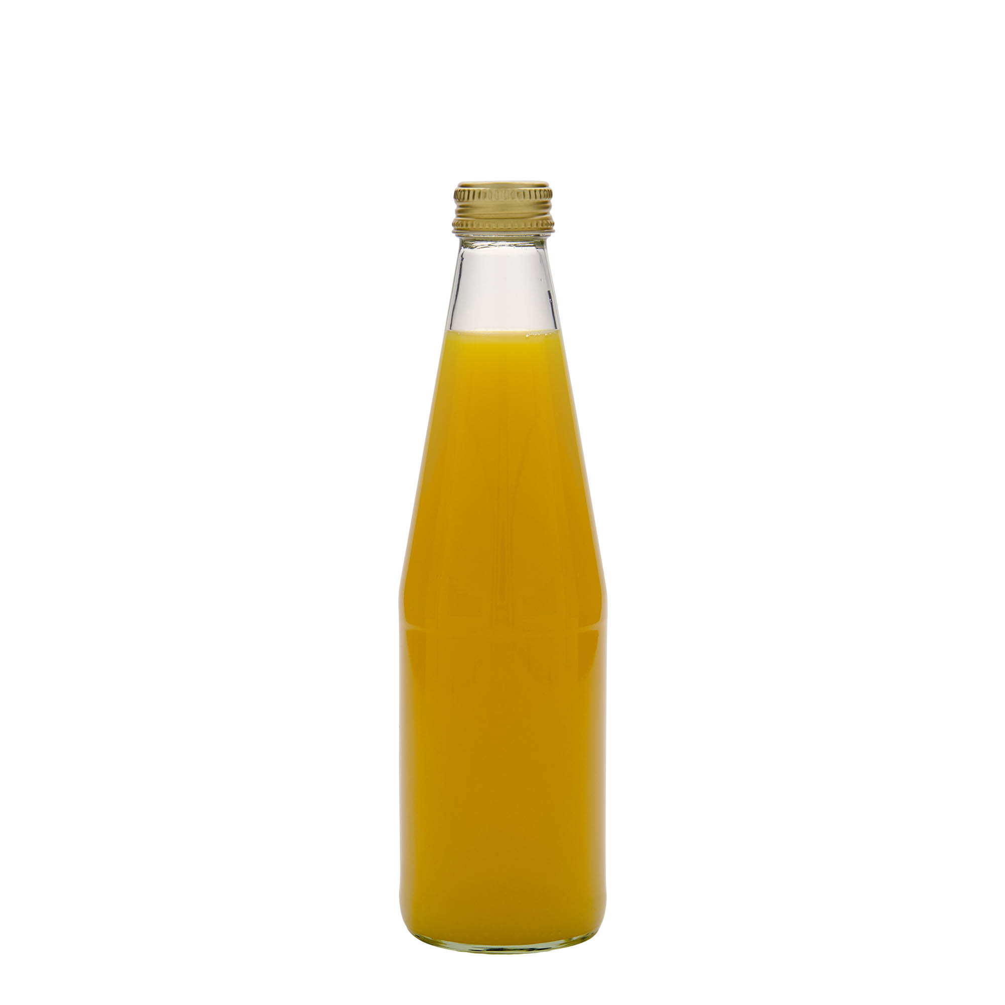 330 ml universele fles in wortelvorm, glas, opening: PP 28
