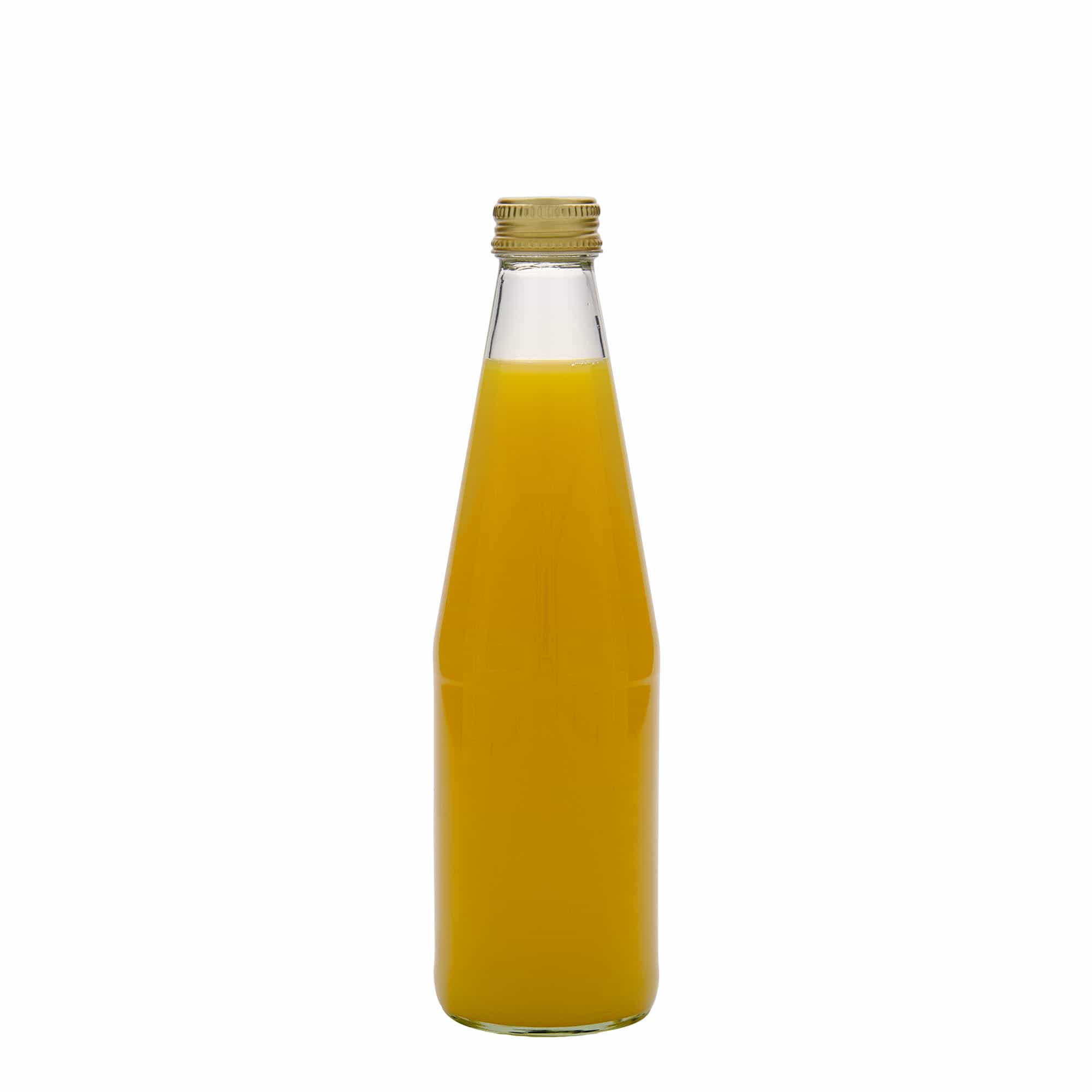 330 ml universele fles in wortelvorm, glas, opening: PP 28