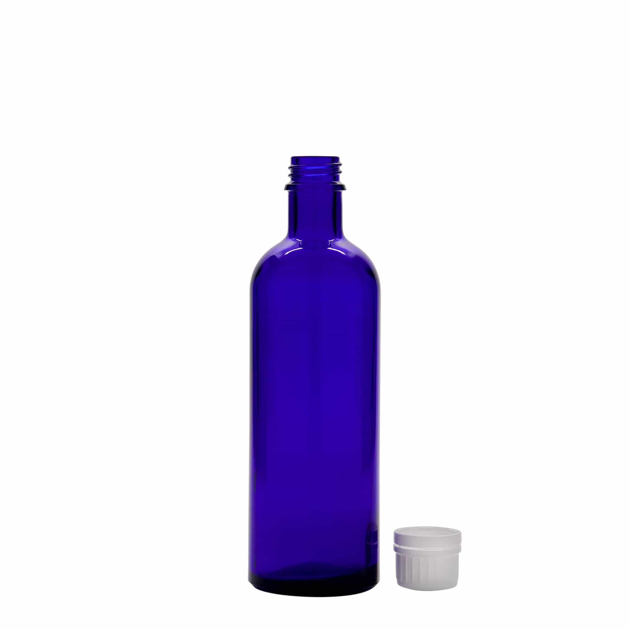 200 ml medicijnfles, glas, koningsblauw, opening: DIN 22