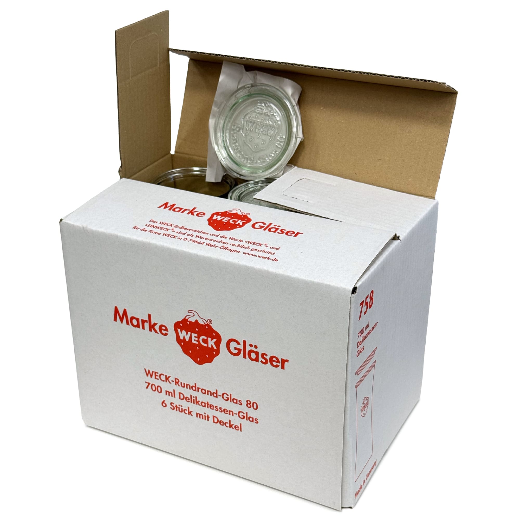 6x 730 ml WECK-gourmetglas met glazen deksel RR 80