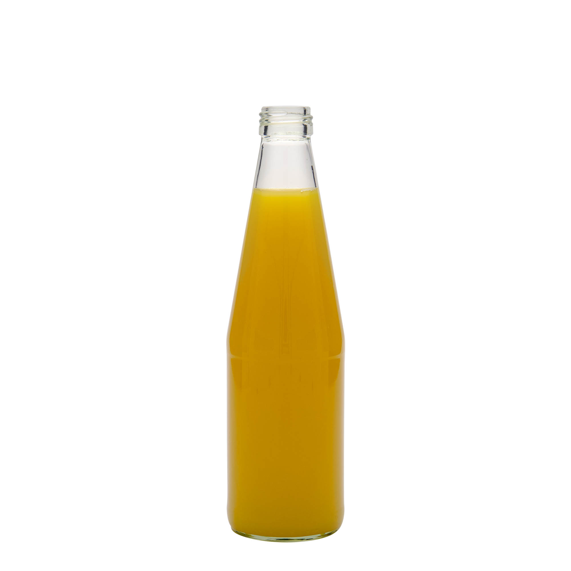 330 ml universele fles in wortelvorm, glas, opening: PP 28