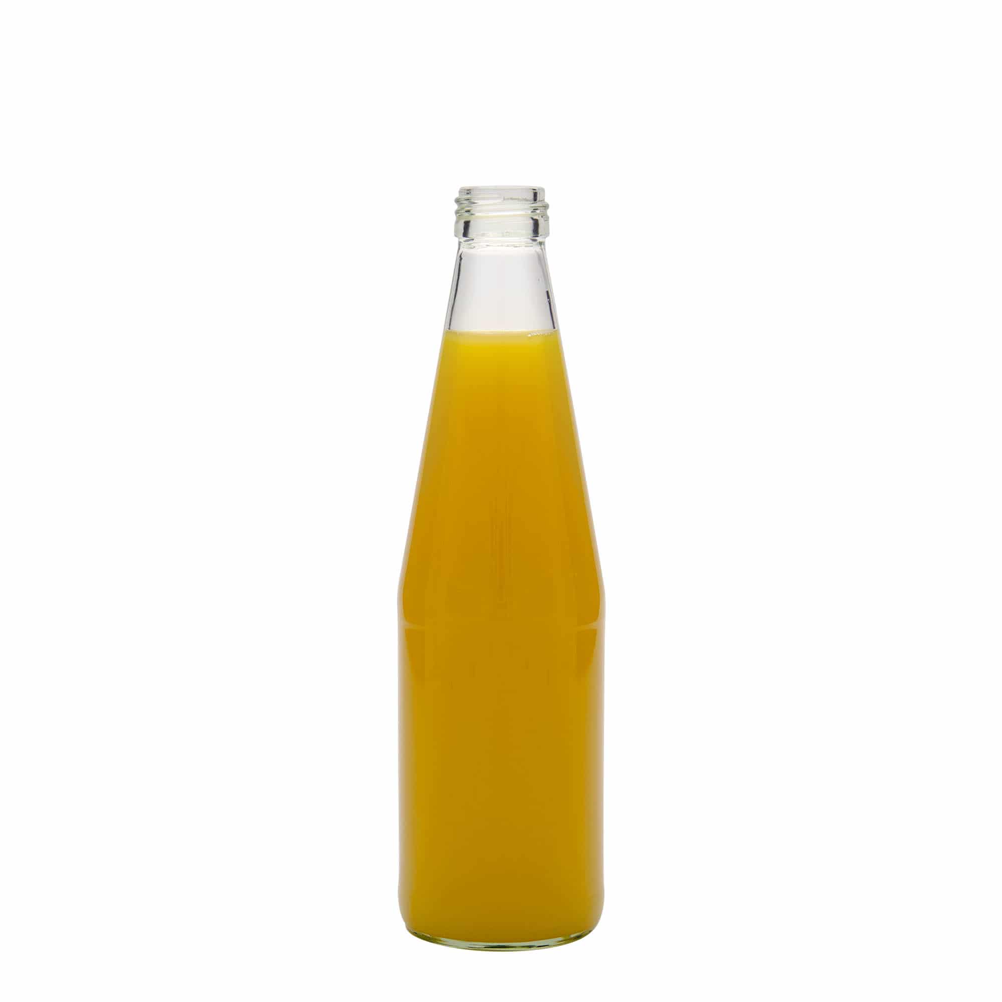 330 ml universele fles in wortelvorm, glas, opening: PP 28