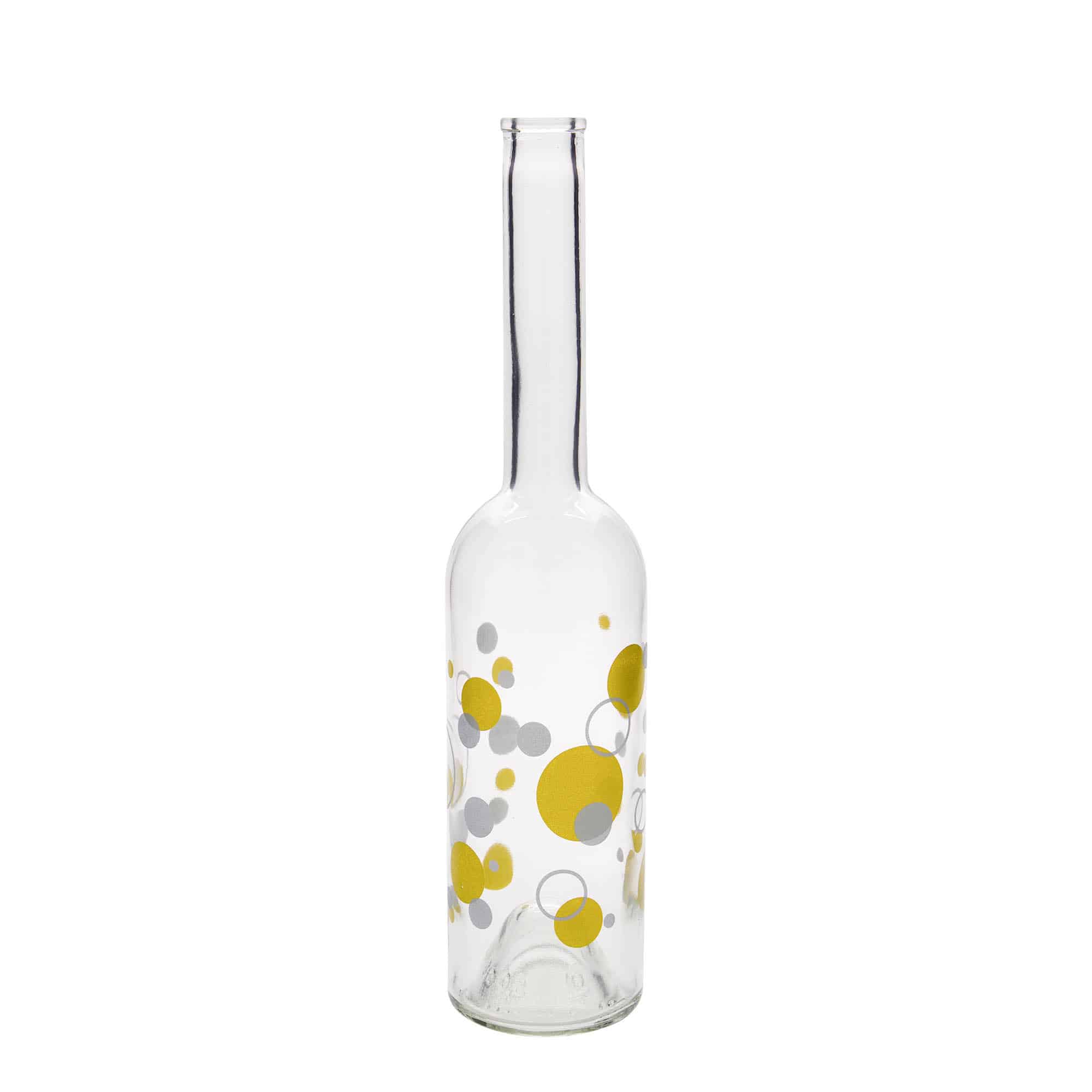 Glazen fles 'Opera', 500 ml, motief: Stippen, monding: kurk Glazen fles 'Opera', 500 ml, motief: Stippen, monding: kurk