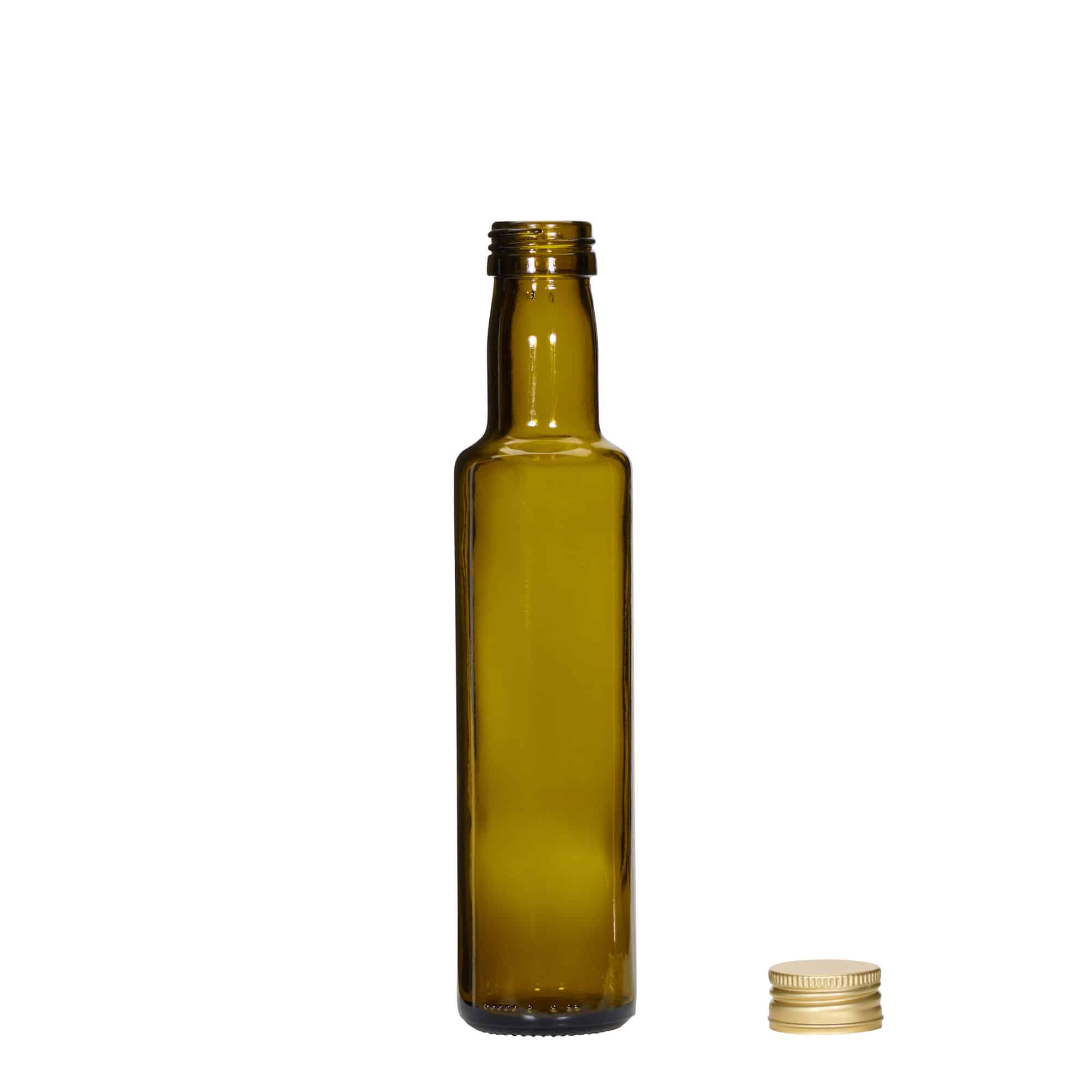 Glazen fles 'Dorica', 250 ml, antiekgroen, monding: PP 31,5
