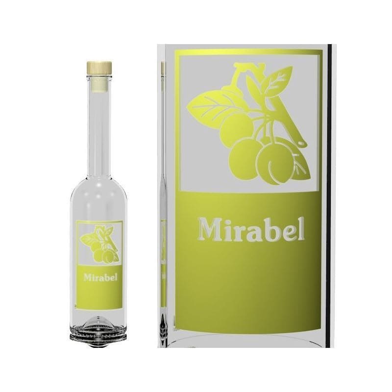Glazen fles 'Opera', 500 ml, motief: Mirabel, monding: kurk