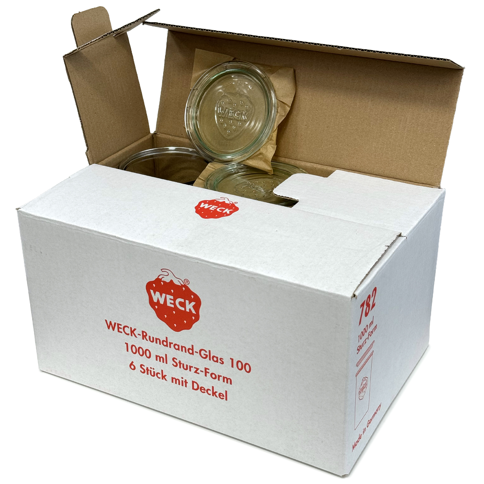 6x 1000 ml WECK-stortglas met glazen deksel RR 100