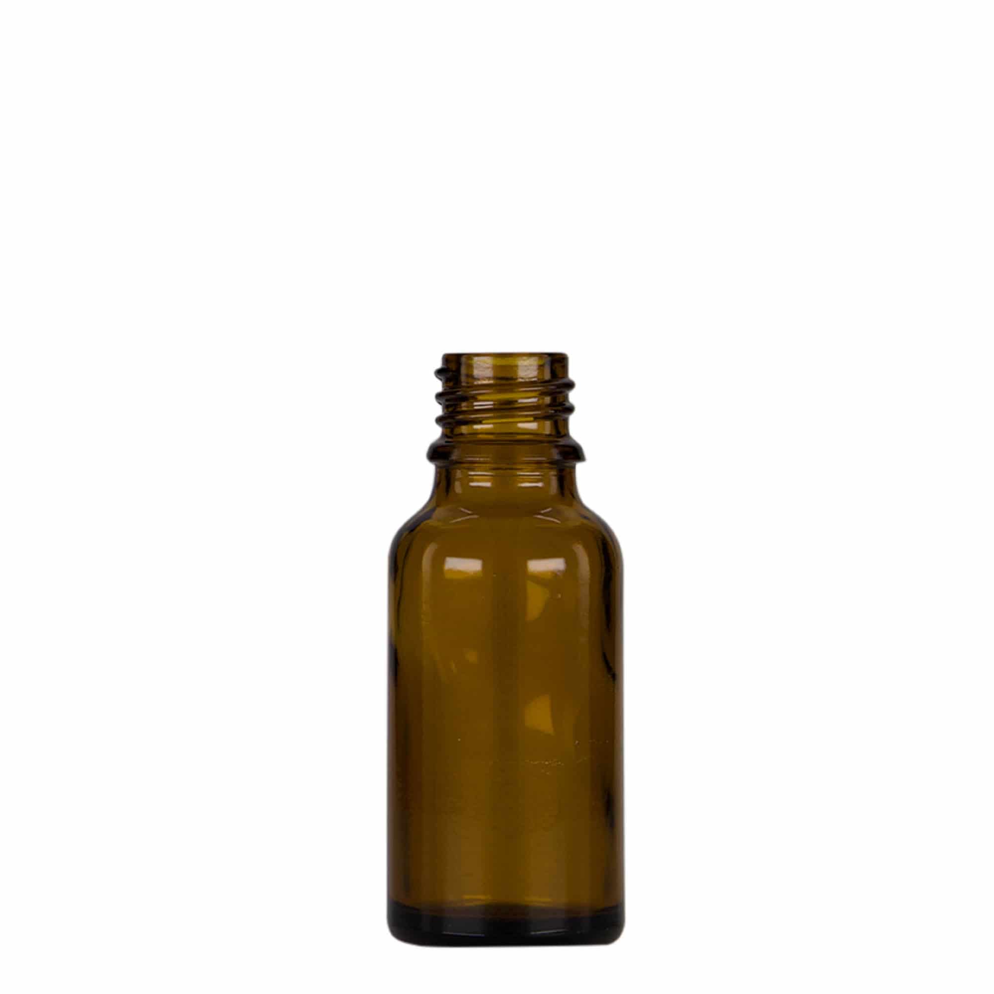20 ml pipetflesje medicijn, glas, bruin-zwart, mondstuk: DIN 18