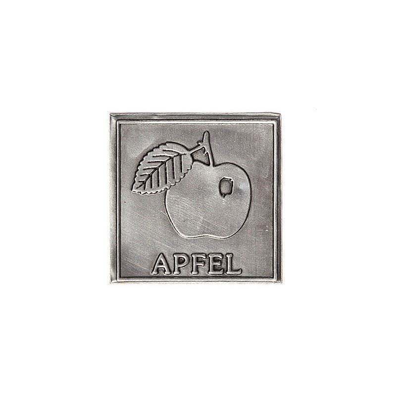 Bliketiket 'Appel', vierkant, metaal, zilver