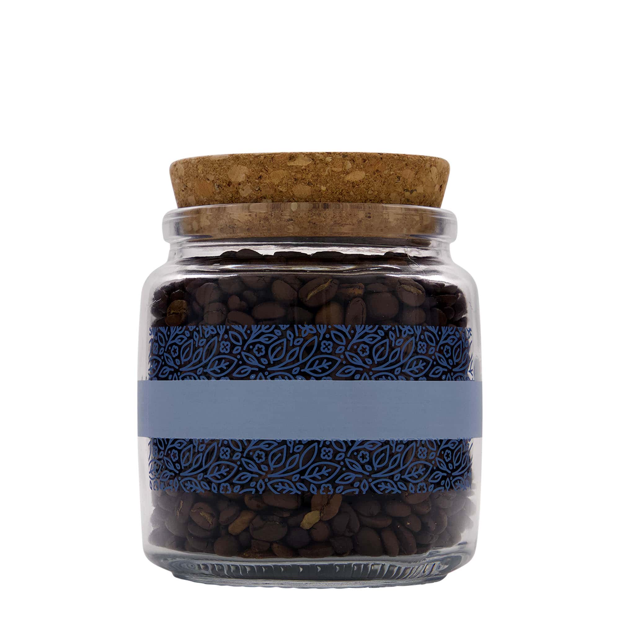 750 ml kurkglas 'Giara', motief: Naturalmente blu, mondstuk: kurk