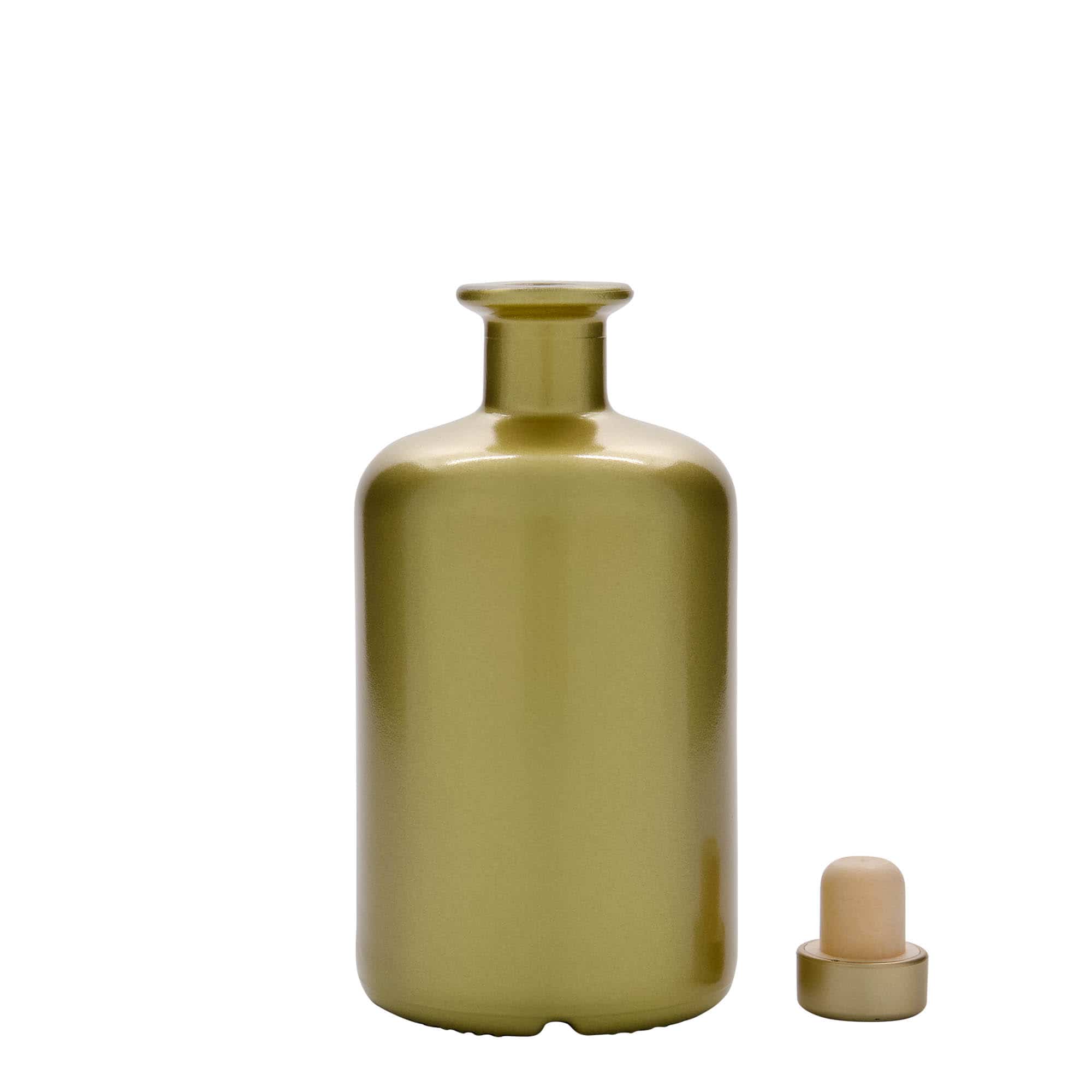 Glazen fles Apotheker, 500 ml, goud, monding: kurk