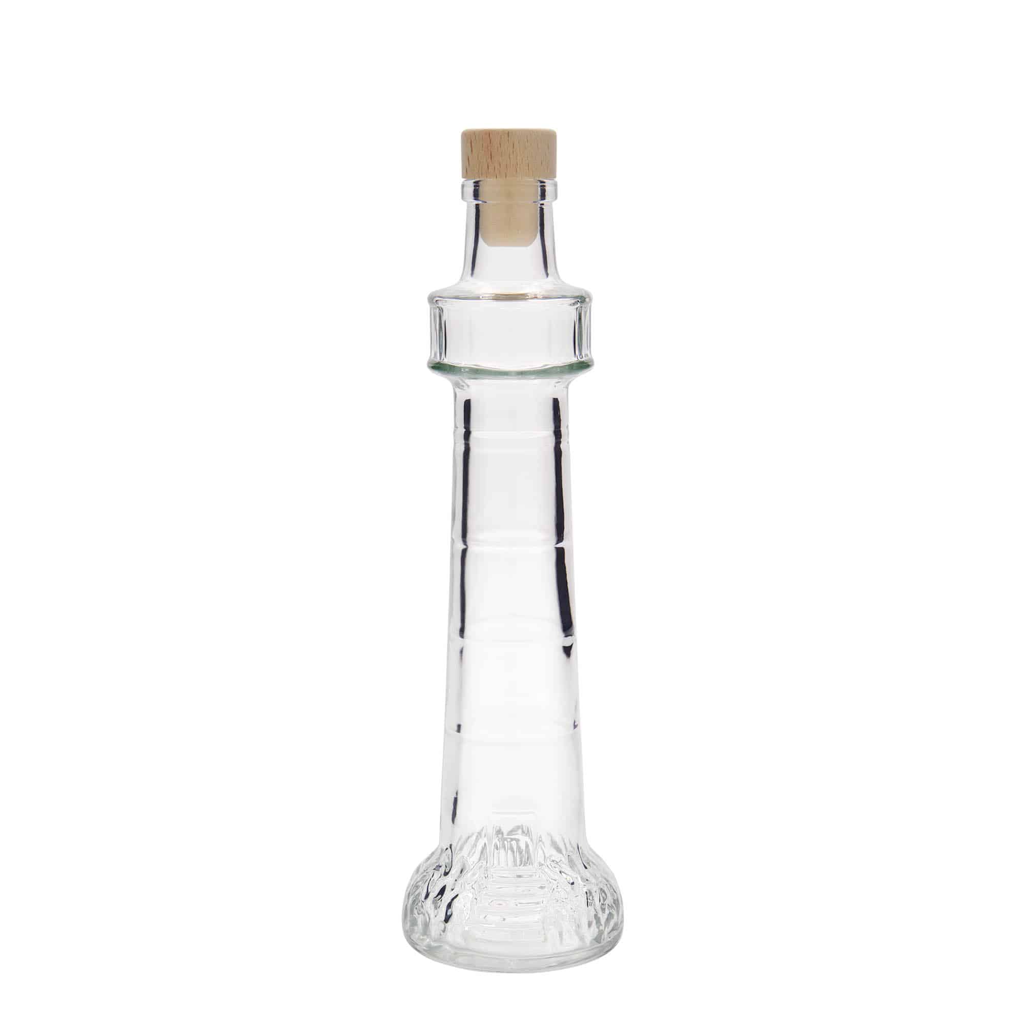 Glazen fles 'Vuurtoren', 200 ml, monding: kurk