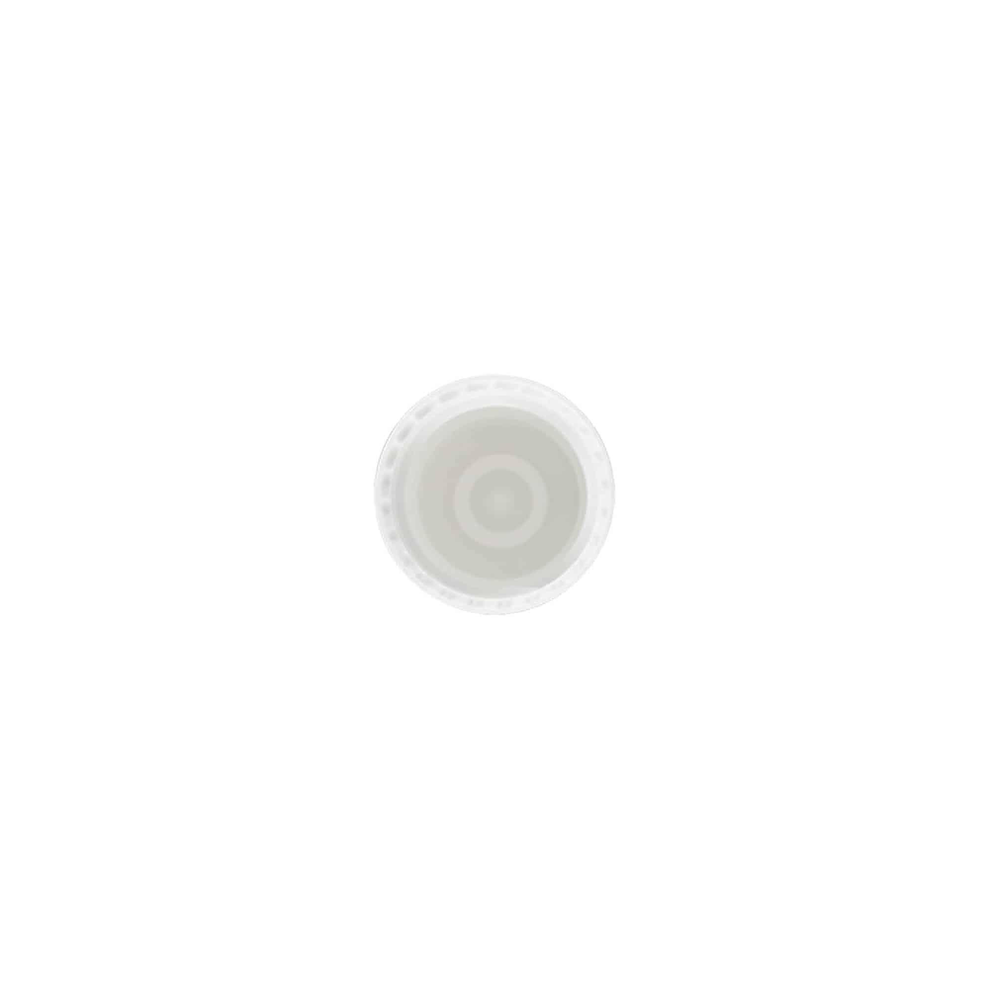 Dop voor 10 ml roll-on fles, PP-kunststof, wit, voor opening: schroefdop Dop voor 10 ml roll-on fles, PP-kunststof, wit, voor opening: schroefdop