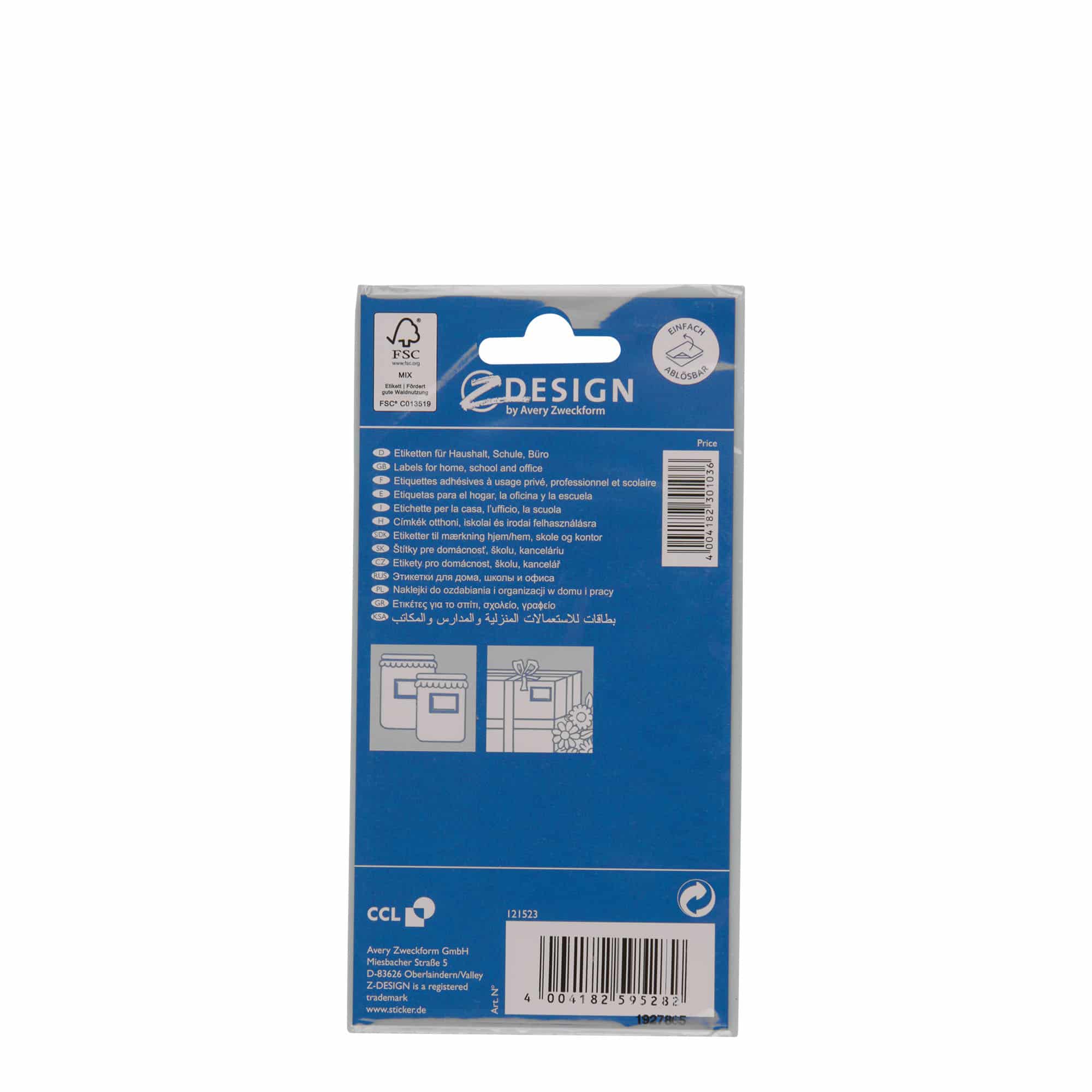 Zweckform etiketten 'Blauwe rand', rechthoekig, papier, wit-blauw