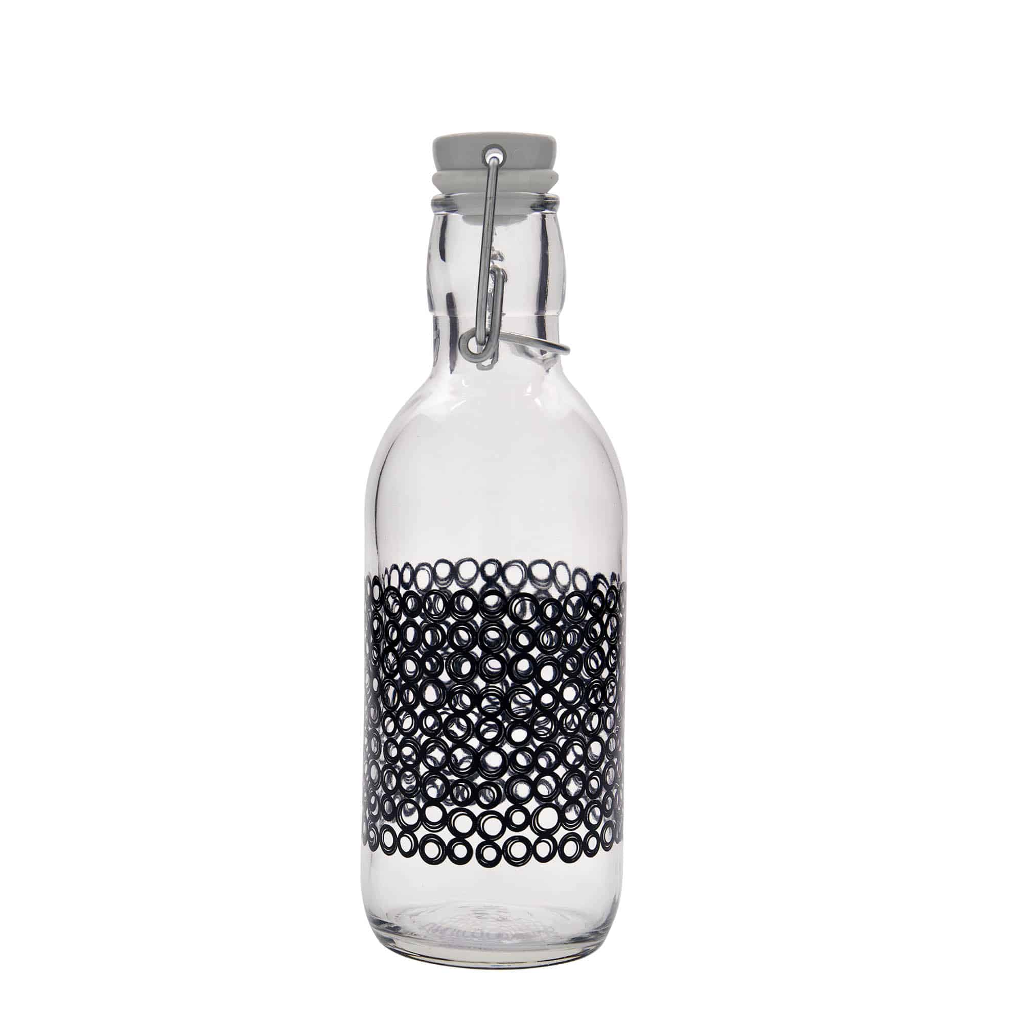 Glazen fles 'Emilia', 500 ml, motief: Circola nero, monding: beugelsluiting