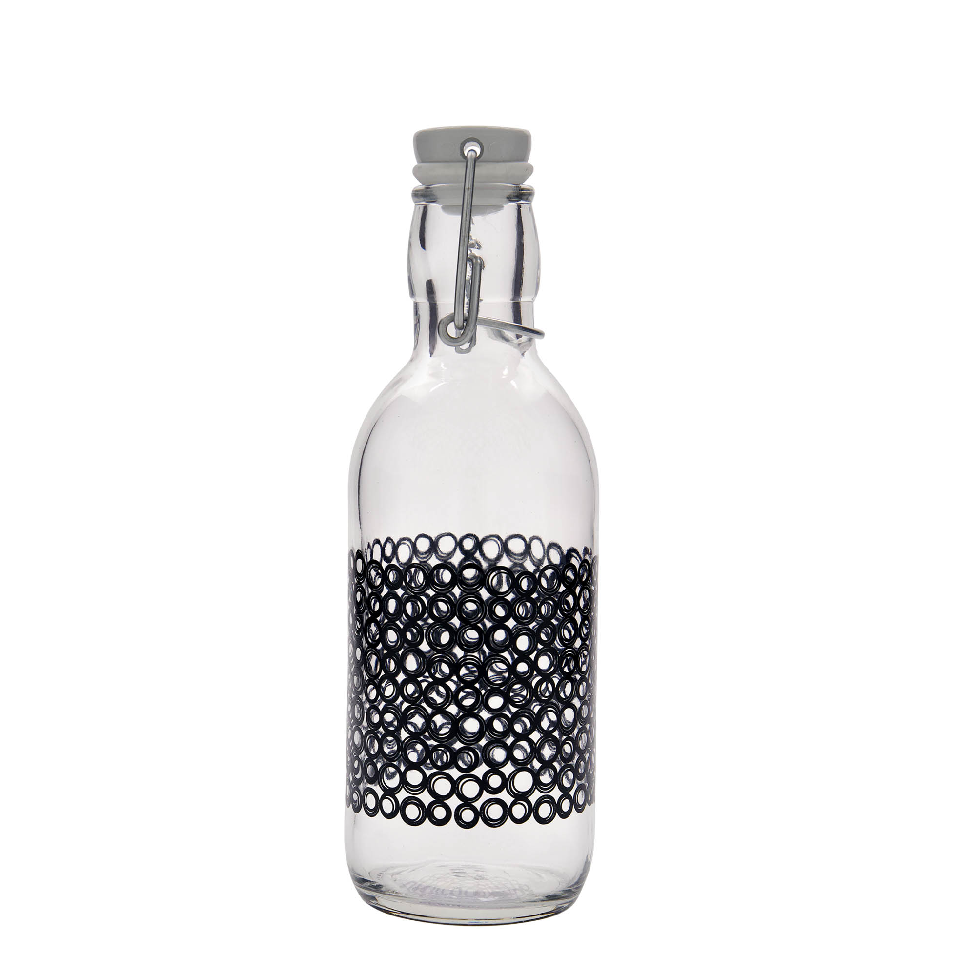 500 ml glazen fles 'Emilia', motief: Circola nero, opening: beugelsluiting 500 ml glazen fles 'Emilia', motief: Circola nero, opening: beugelsluiting