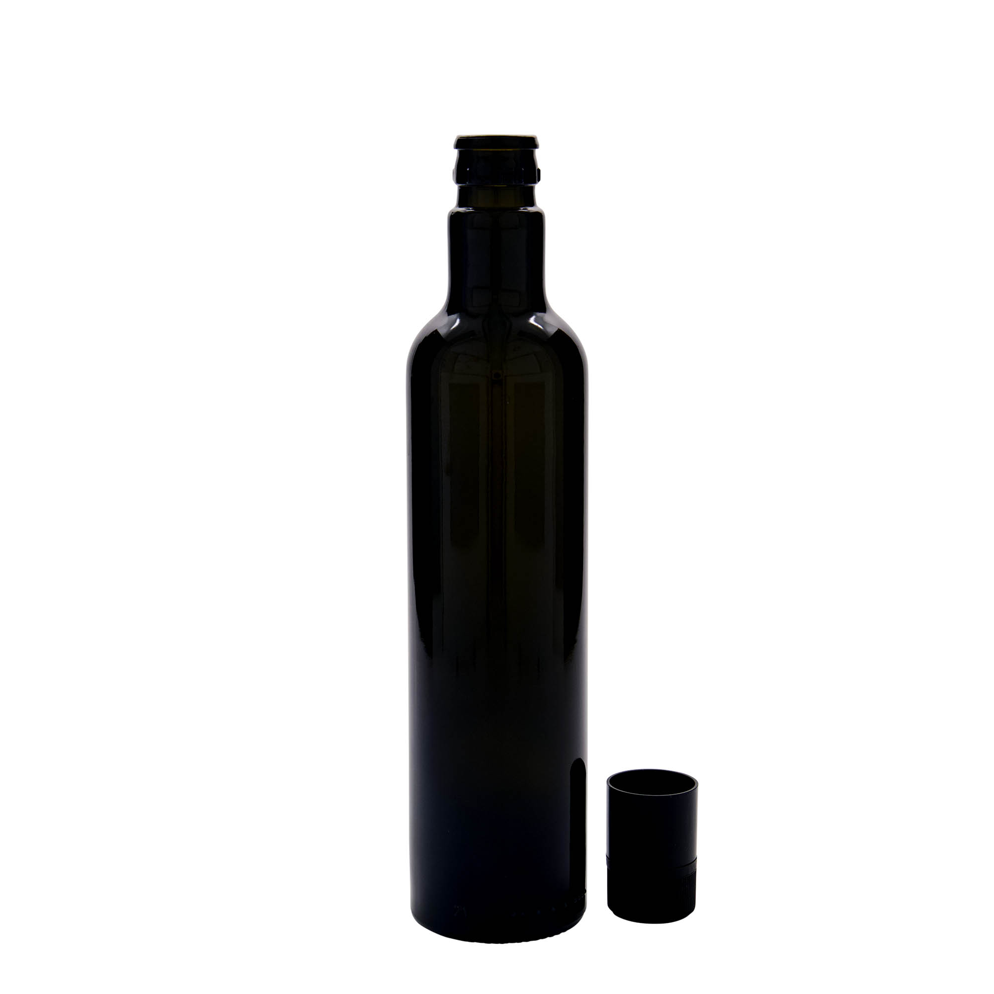500 ml azijn-/olieflacon 'Willy New', glas, antiekgroen, tuit: DOP