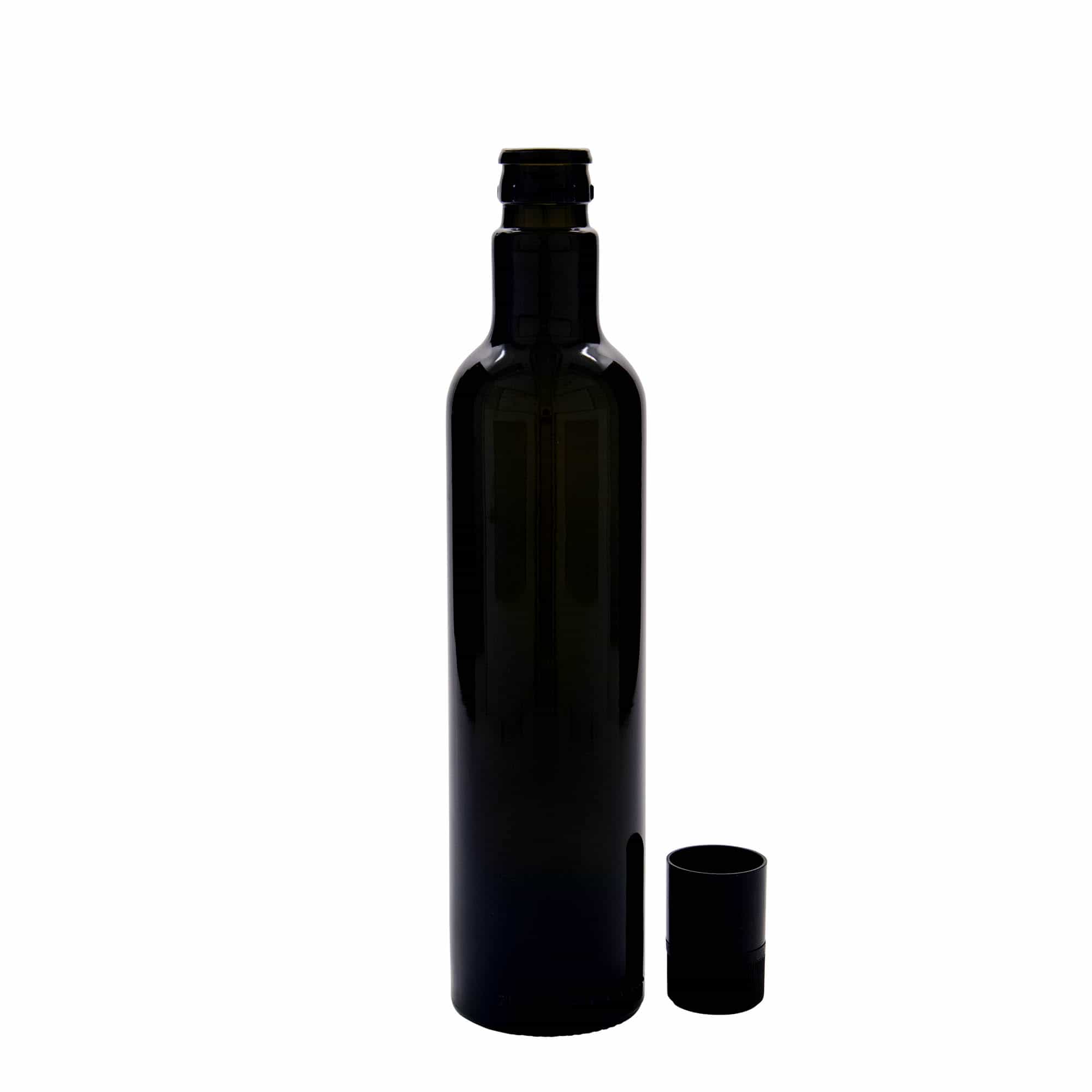 500 ml azijn-/olieflacon 'Willy New', glas, antiekgroen, tuit: DOP