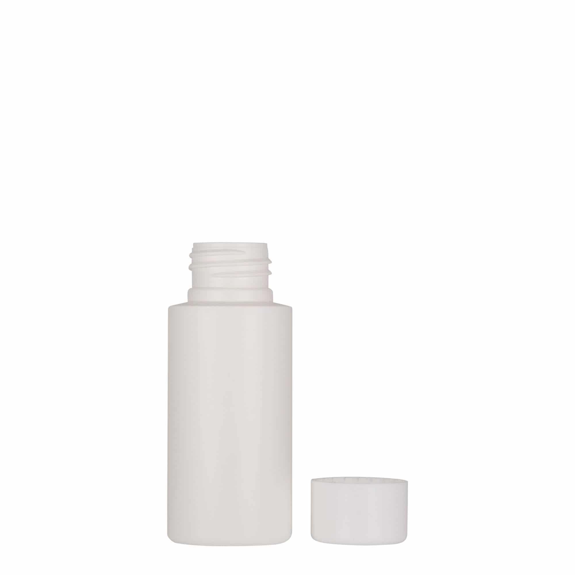 Plastic fles 'Pipe', 50 ml, HDPE, wit, monding: GPI 24/410