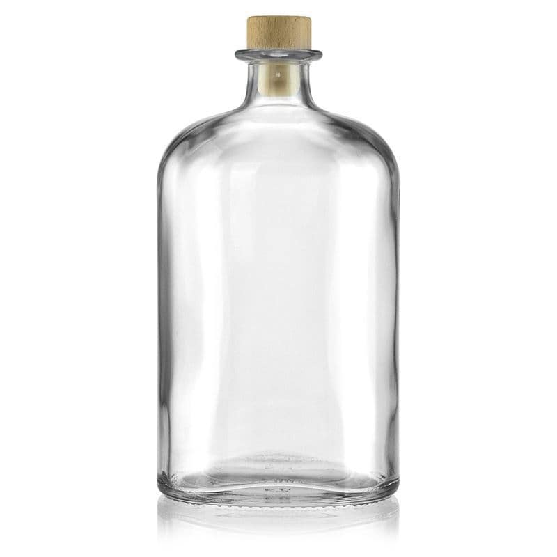 Glazen fles 'Dundee', 1000 ml, ovaal, monding: kurk
