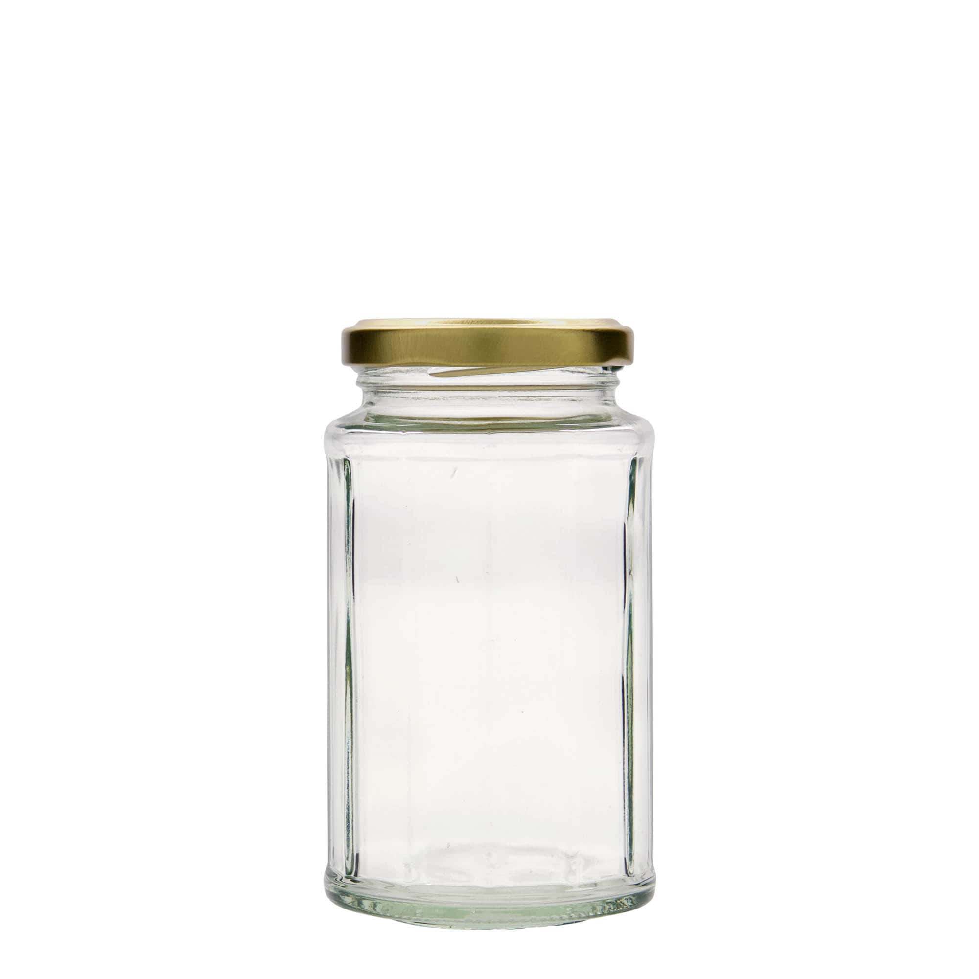 288 ml zeskantglas, twaalfhoekig, opening: Twist-Off (TO 58) 288 ml zeskantglas, twaalfhoekig, opening: Twist-Off (TO 58)