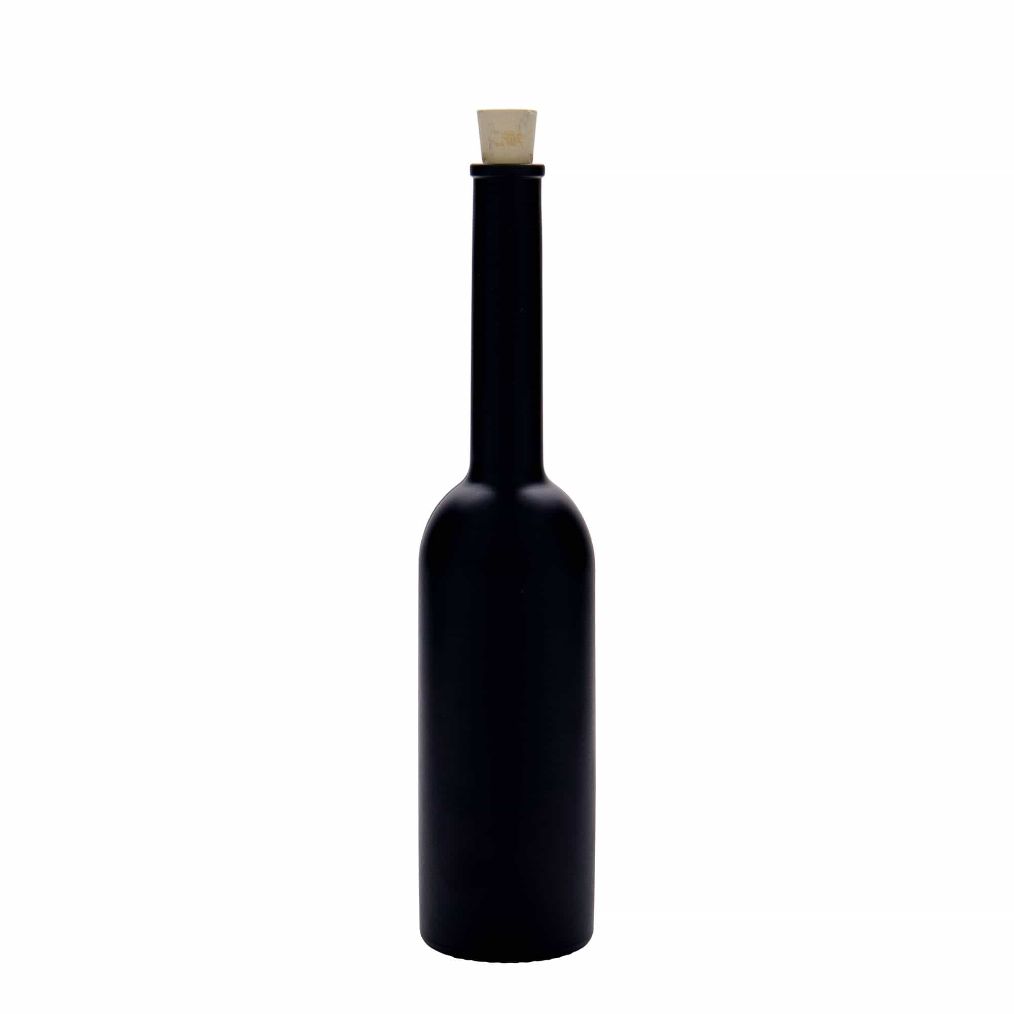 200 ml glazen fles 'Opera', zwart, opening: kurk