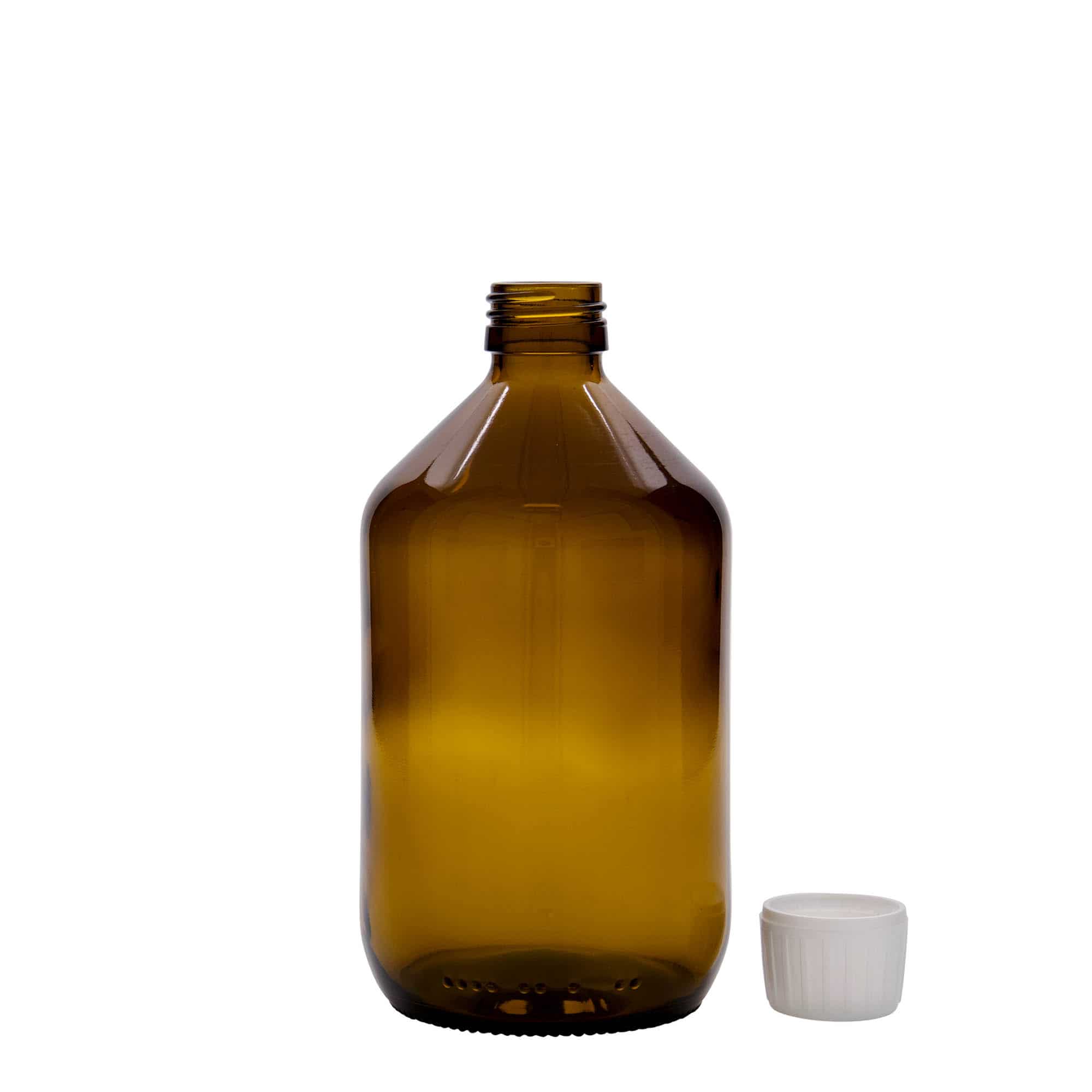 Medicijnfles, 500 ml, bruin, glas, monding: PP 28