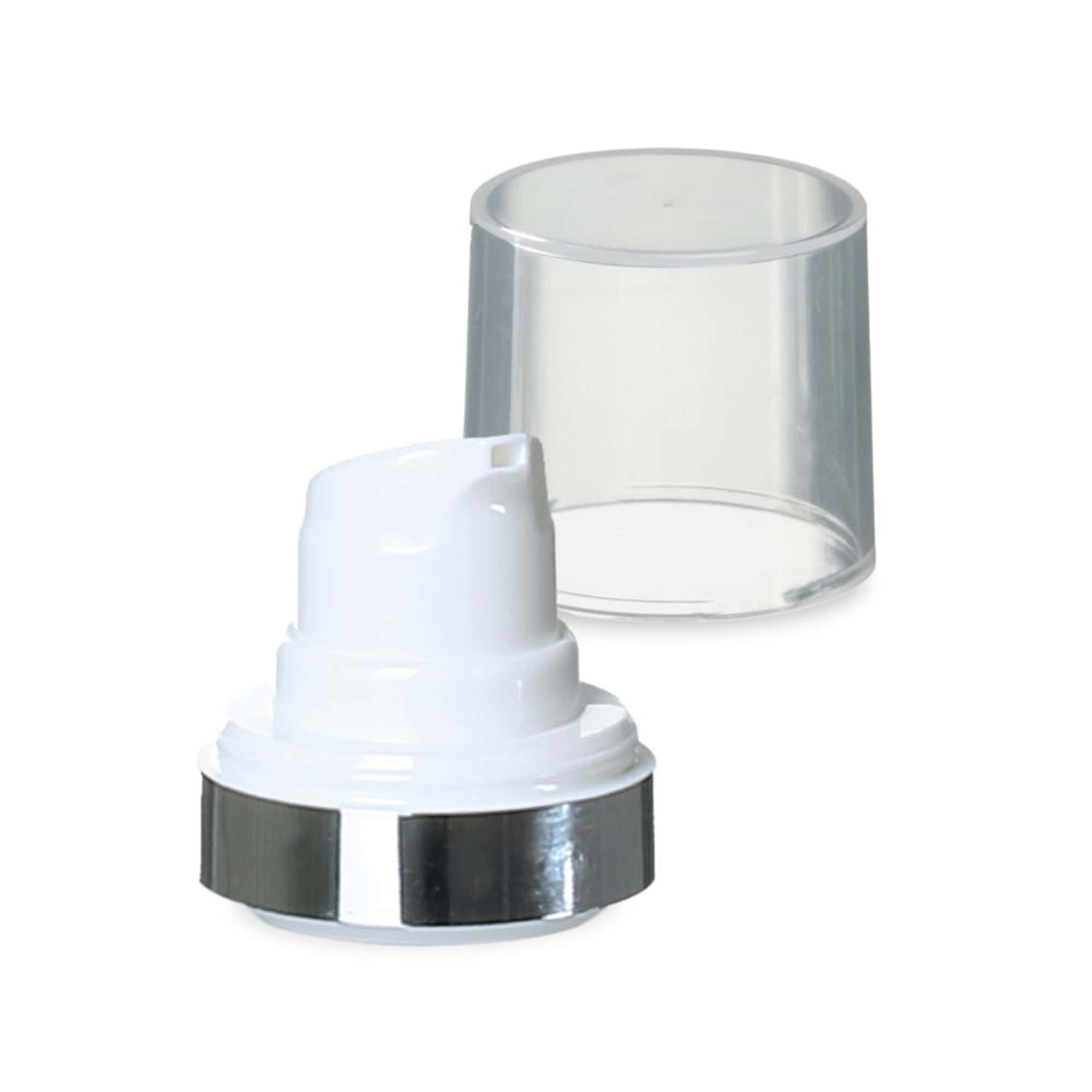 Airless-kop Micro zilverrand + naturelgekleurde, glanzende stekkap Airless-kop Micro zilverrand + naturelgekleurde, glanzende stekkap