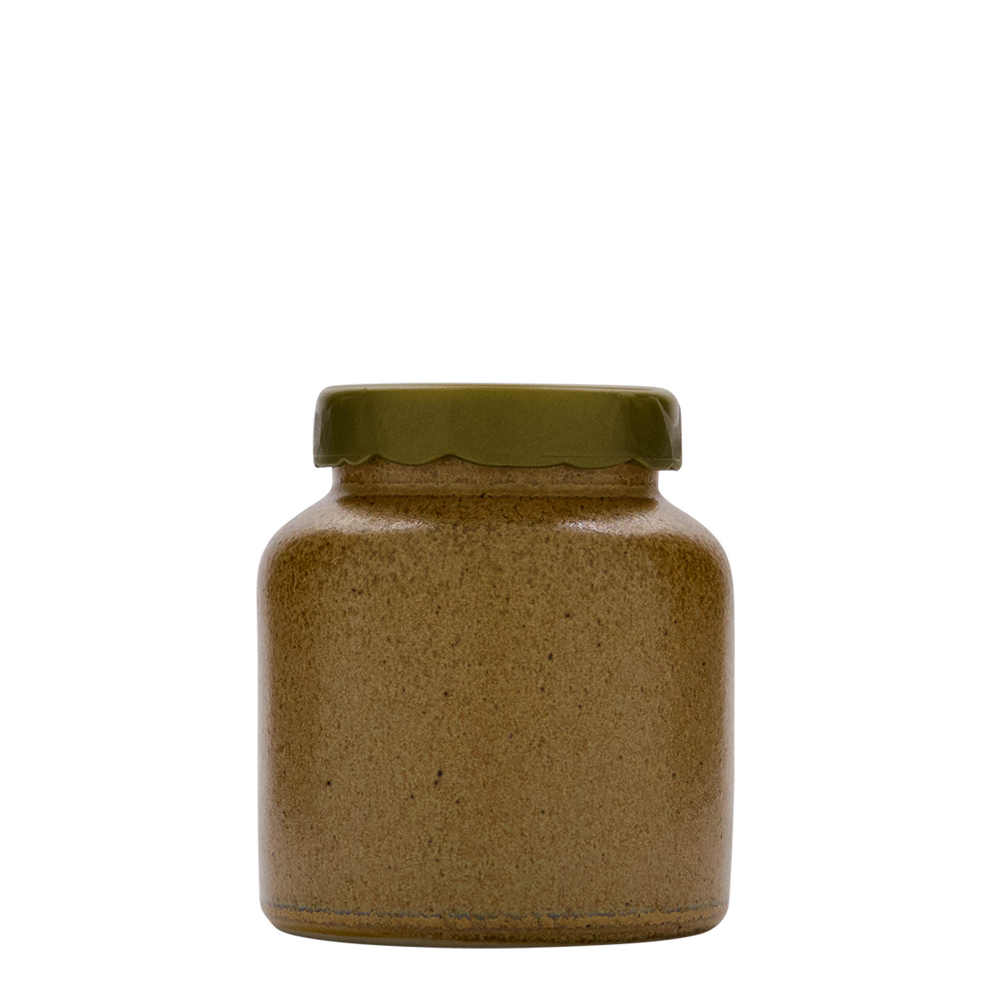270 ml steengoedpot, keramiek, bruin-kristal, opening: omklapbaar deksel 270 ml steengoedpot, keramiek, bruin-kristal, opening: omklapbaar deksel
