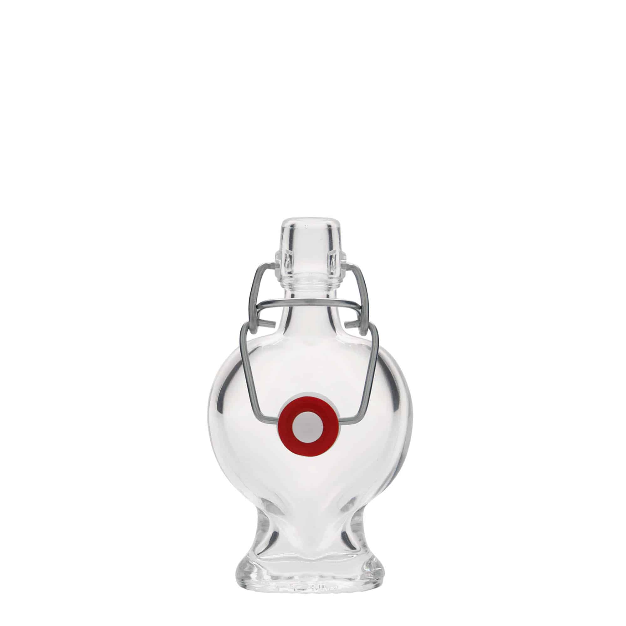 Glazen fles 'Hart', 40 ml,monding: beugelsluiting