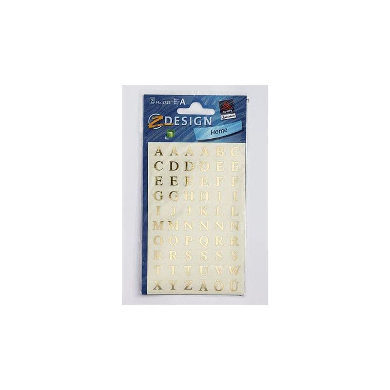 Zweckform Sticker 'Alphabet', rechthoekig, kunststof, goud